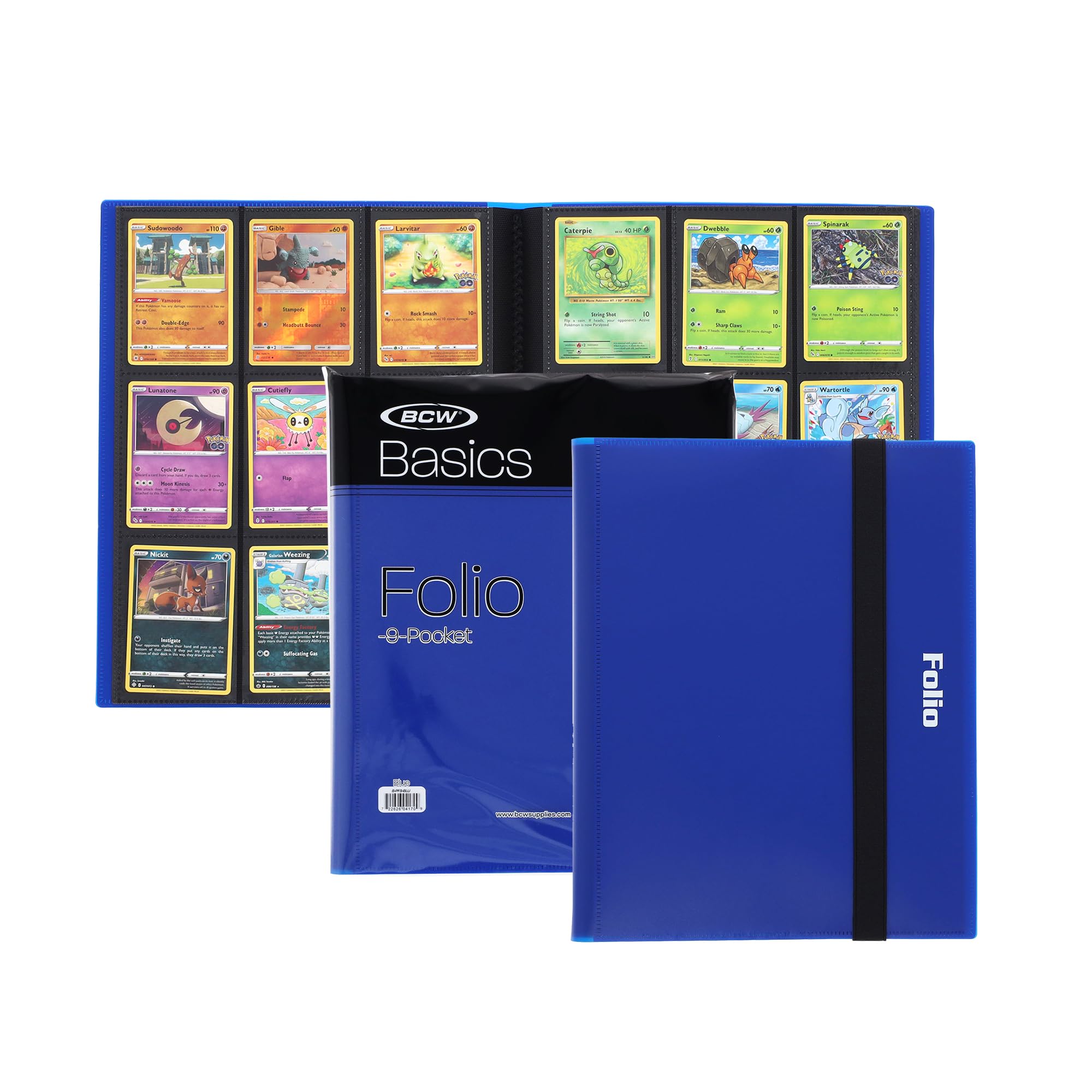 BCW Basics Folio 9-Pocket Card Album - Blue | Archival Safe, Side-Loading Binder | Premium Storage Solution for Trading Cards, Sports Cards, and More