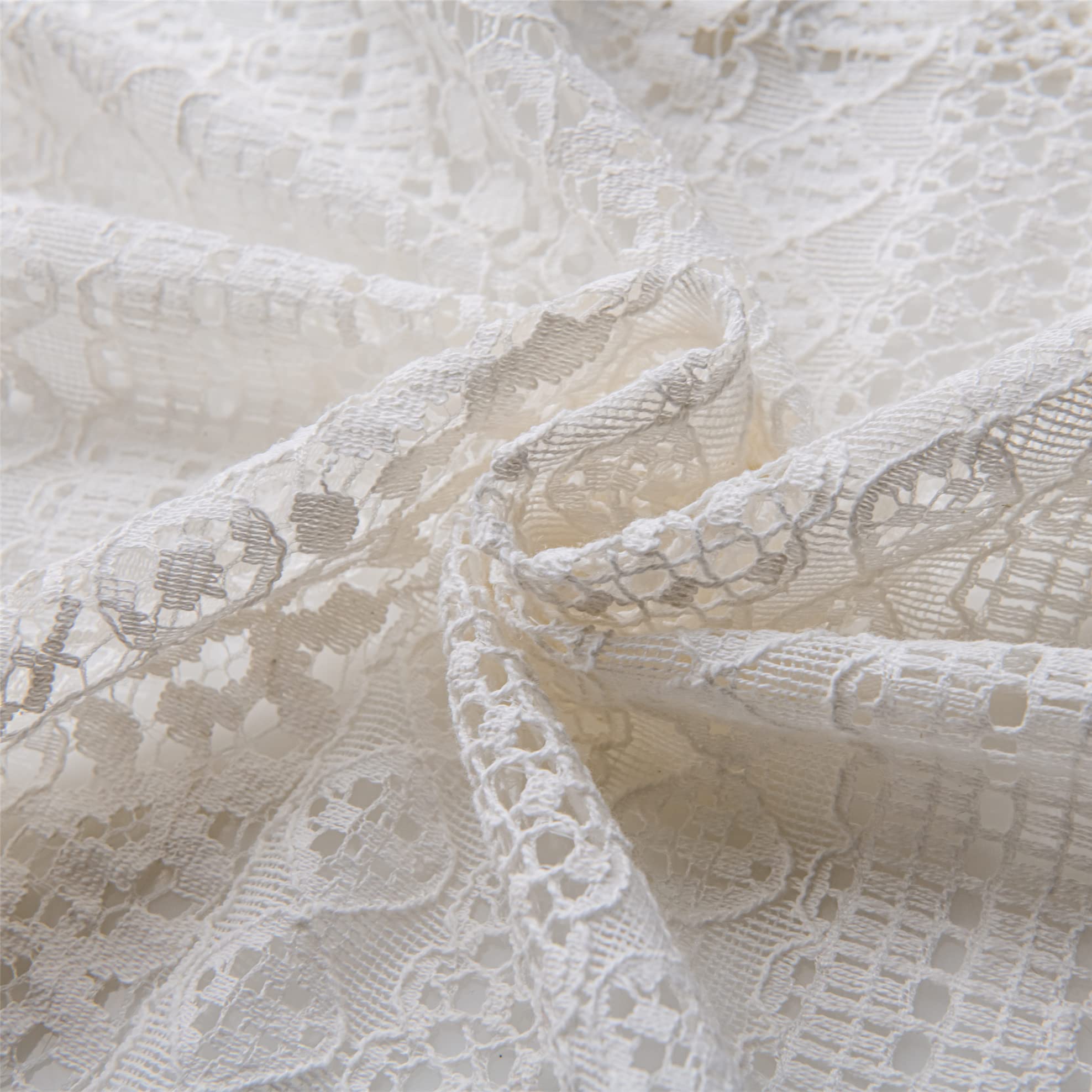 Boho Lace Curtains - Vintage Shabby Chic Window Treatment -3
