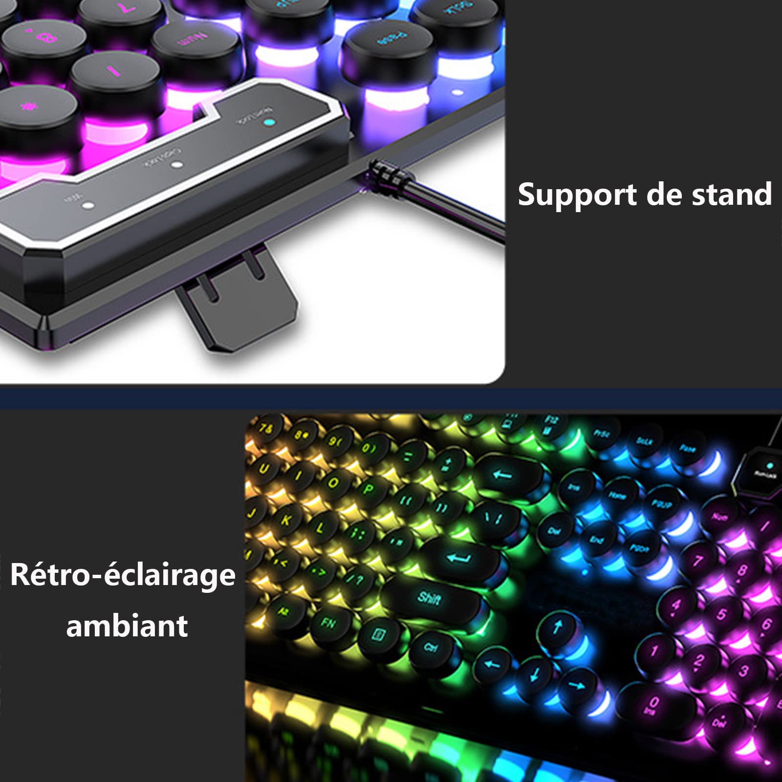 ADMLZQQ Klawiatura Gamer TKL 104 klawisze przewodowe USB, wielokolorowe podświetlenie LED - klawiatura gamingowa