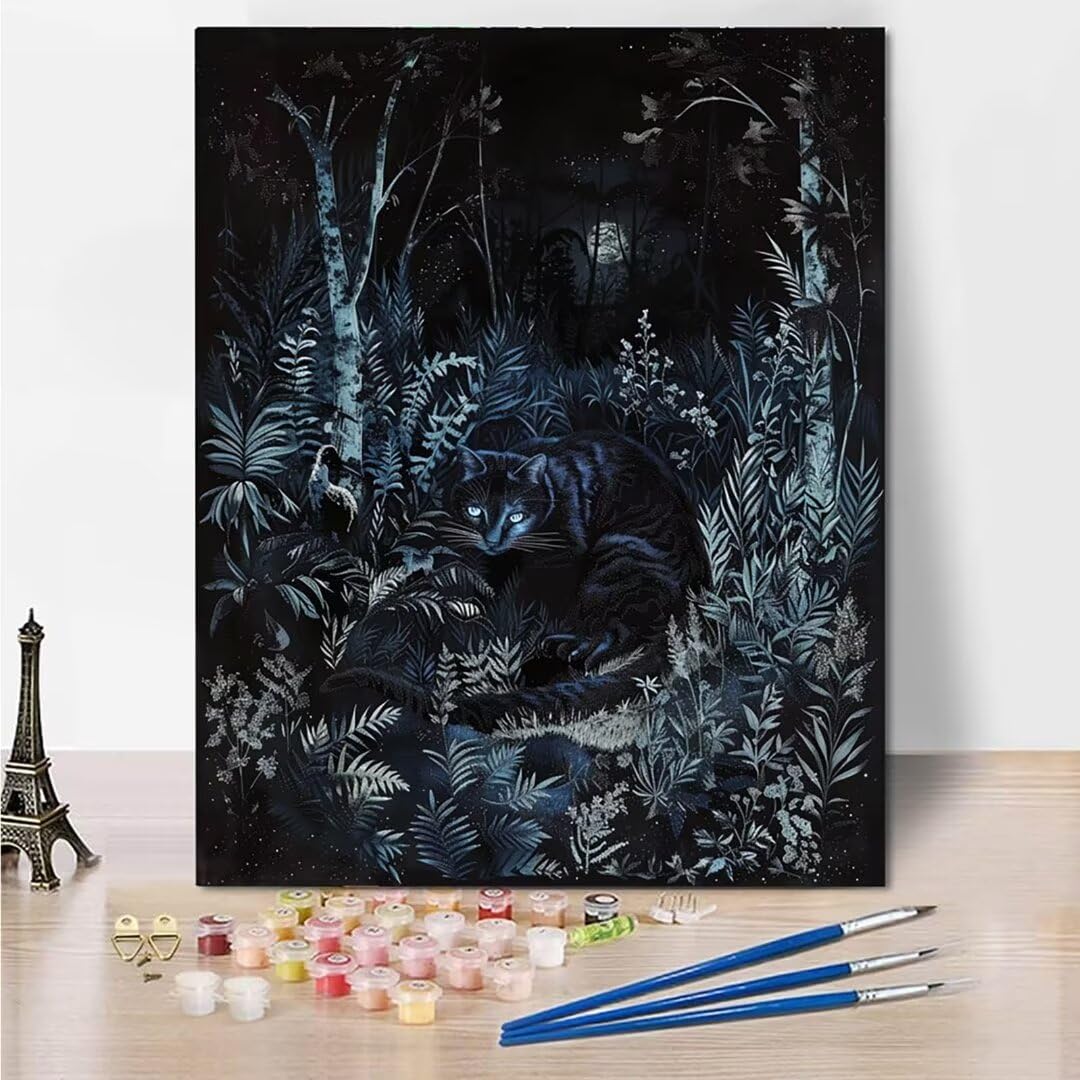 RNXAOPEN Numéro d’Art moyen format – Peinture Numero Plant Cat – Loisir créatif – Kit de Peinture par NuméRos – Activité détente et créative – Dès 80 ans 70x95cm – Version française 1784-0