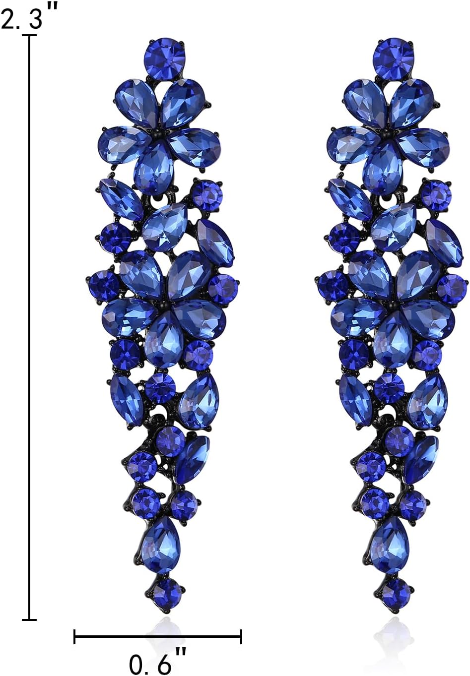 EleQueen Sparkle Marquise Rhinestone Crystal Statement Dangle Earrings for Women, Art Deco Prom Chandelier Jewelry for Wedding Bridal - Image 5