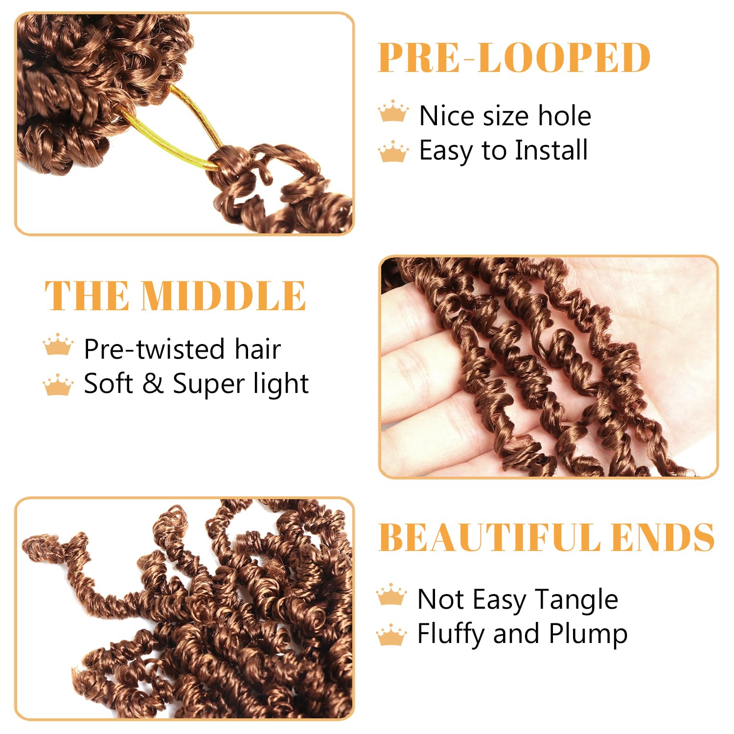 Yanky Pre-Twisted Passion Twist Crochet Hair - Fluffy Curly Braiding Extensions, 8 Packs Short (30#, 8 Inch) - Image 4