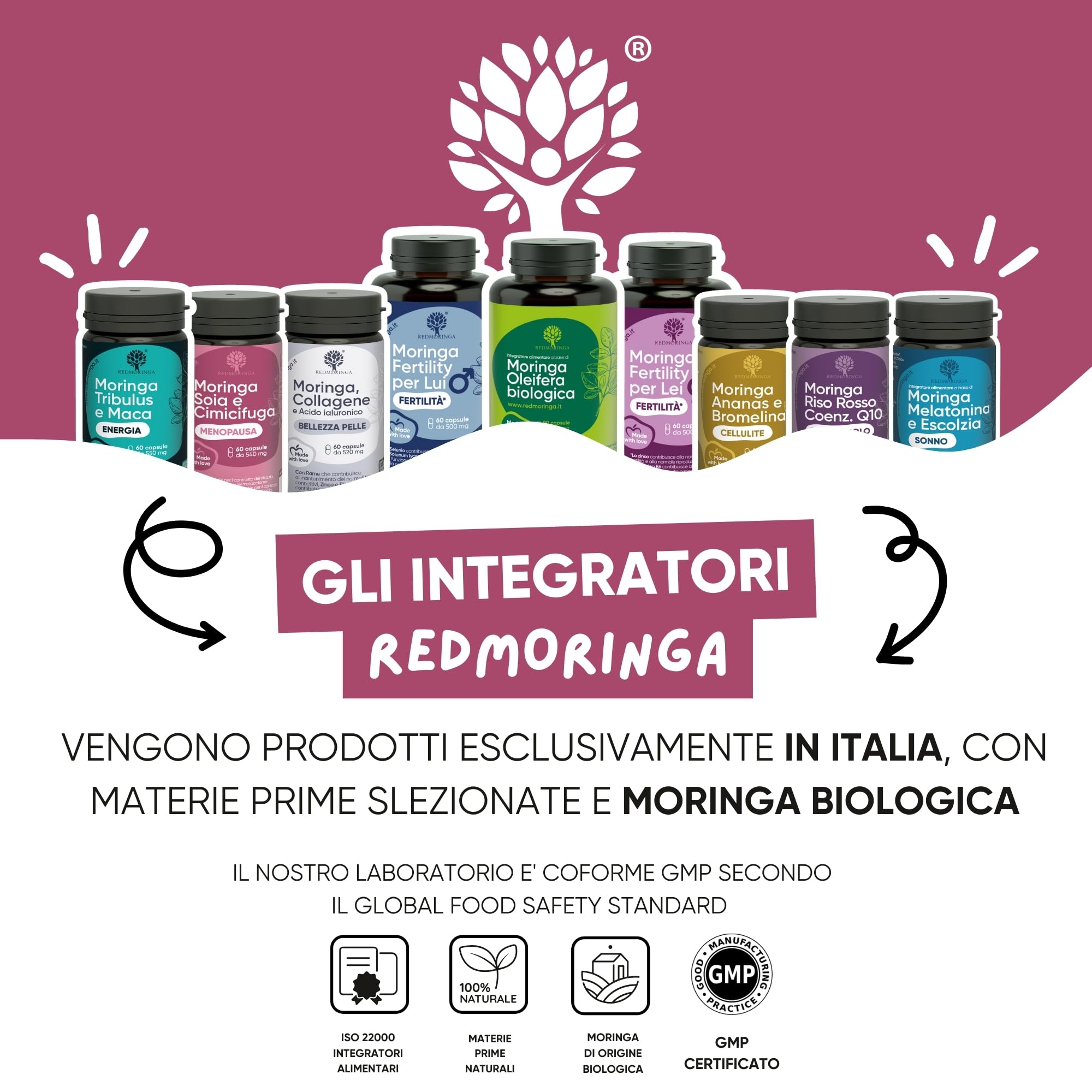 Trio Menopausa – Integratori per Cortisolo, Vampate di Calore e Pancia da Stress - con Moringa Bio + Fosfatidilserina + Cimicifuga | Metabolismo, Umore e Sonno | Made in Italy – RedMoringa 210 Capsule