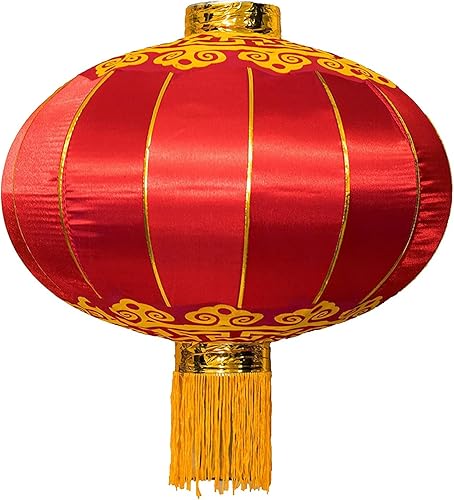 Linterna china grande, lámpara colgante tradicional roja con pantalla de Año Nuevo Festival de Primavera Decoración de tela (24 pulgadas)