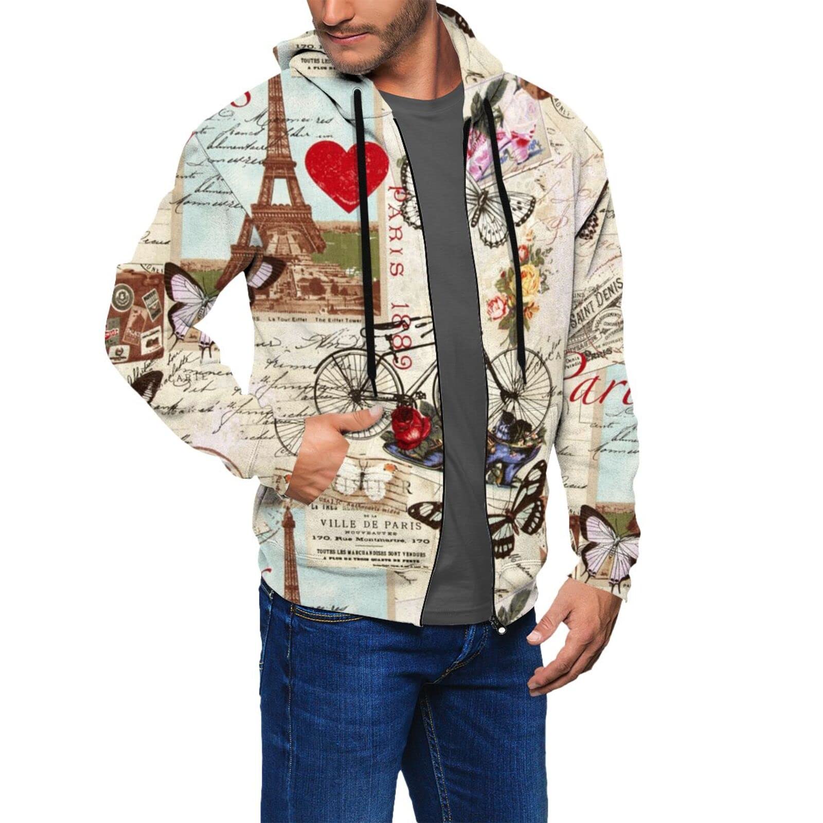 Amazon.com: YAZXHJAZ Hoodies for Men Paris Romance Vintage Collage Fashion Zip  up Hoodie Graphic Sweatshirts Pullover Tracksuit Jacket : Clothing, Shoes u0026  Jewelry