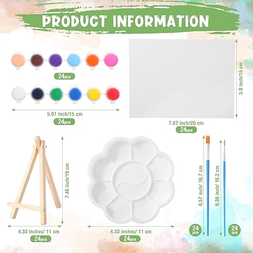 Miniatura 2 de Qilery Juego de 24 mini tableros de lienzo y caballete de 6 x 8 pulgadas para pintar, tiras de pintura acrílica, paletas, pinceles, lienzos, kits de