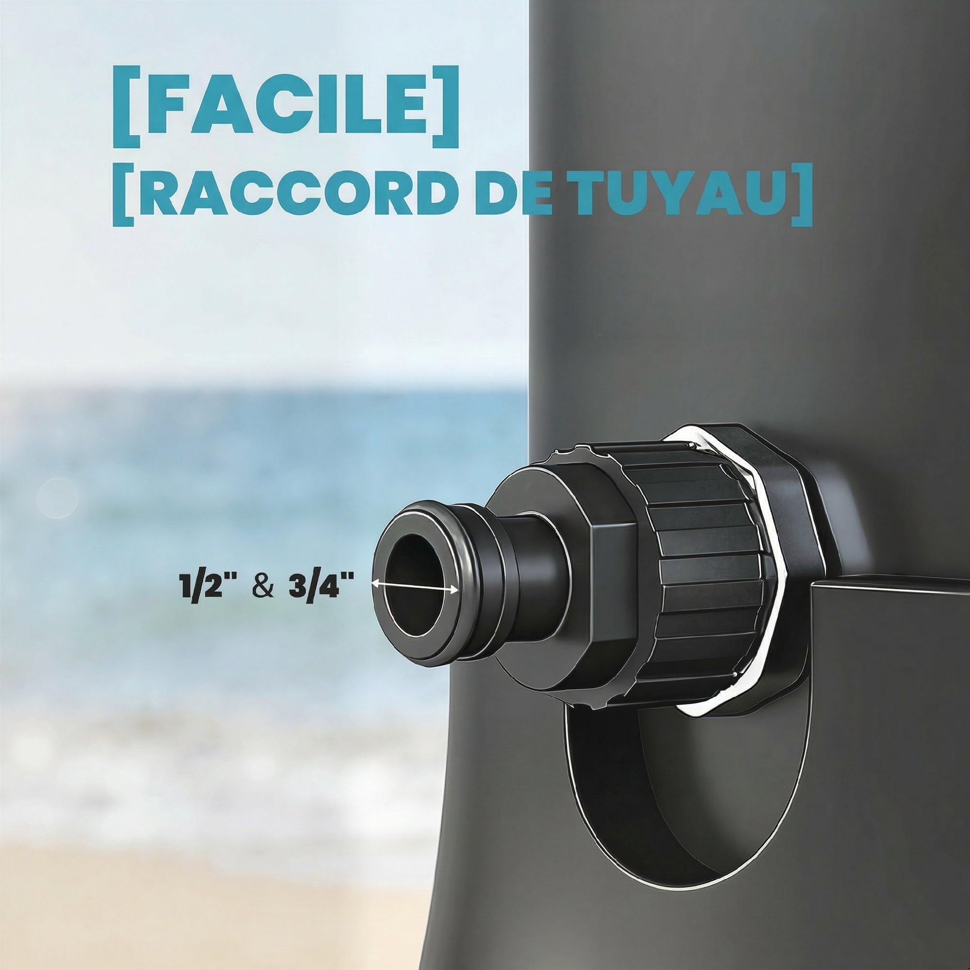 Outsunny Douche Solaire de Jardin 40L avec Douchette à Main et Robinet Lave-Pieds - Douche de Piscine avec Mitigeur Eau Chaude, 218cm de Haut, Pression 3,5 Bar, Matériau Anti-UV, Noir