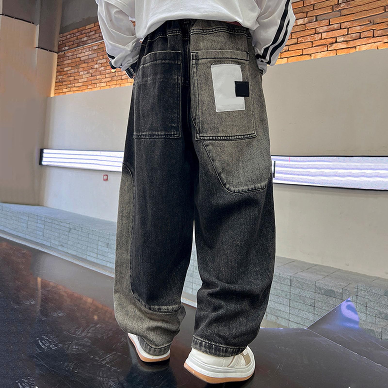 Generico Pantaloni Elegant Bambino-Jeans Invernali Casual da Ragazzo, Pantaloni Caldi Foderati in Pile, Pantaloni Lunghi Comodi e Larghi per Bambini