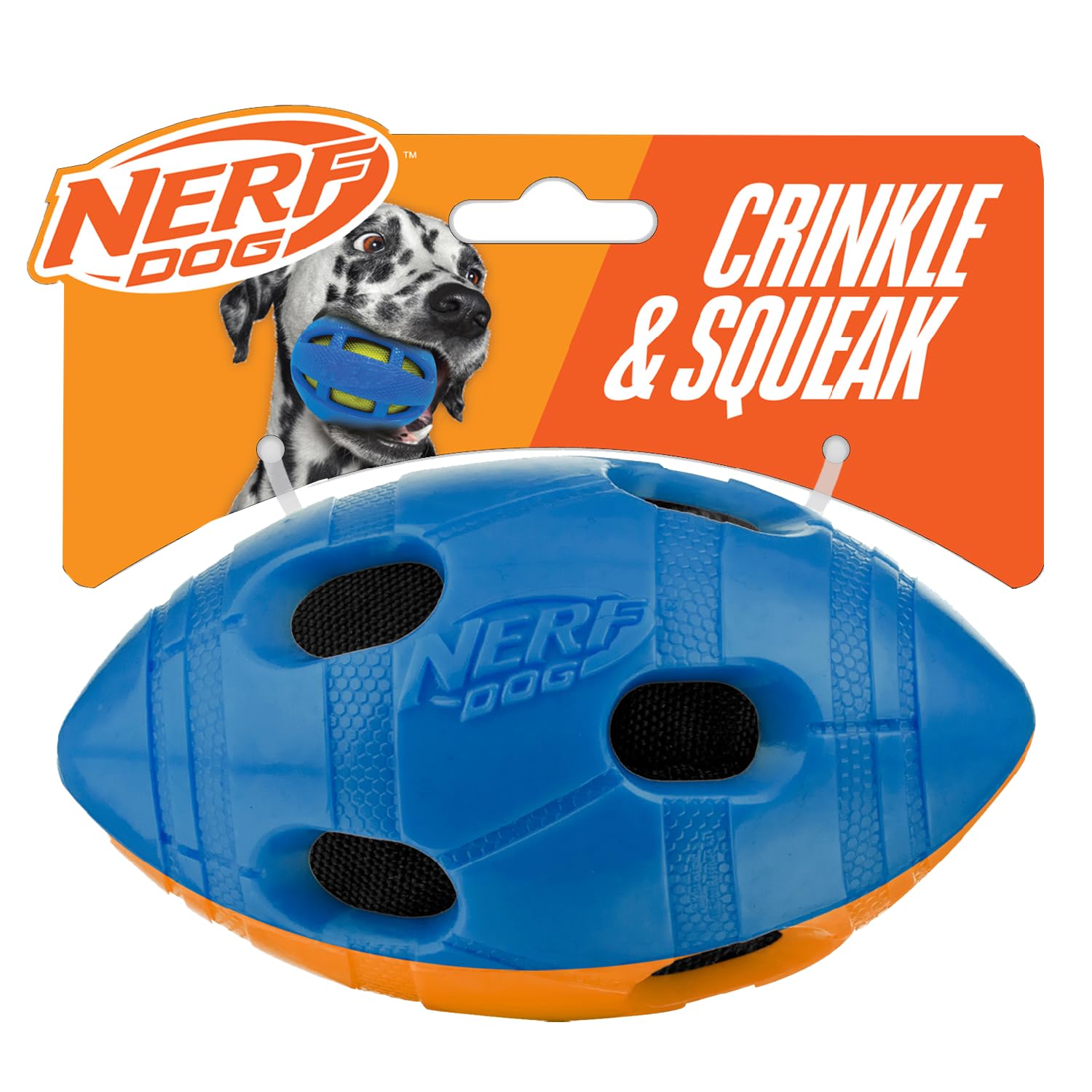 Nerf Dog 6in TPR Bash Crunch Football - Blue Orange