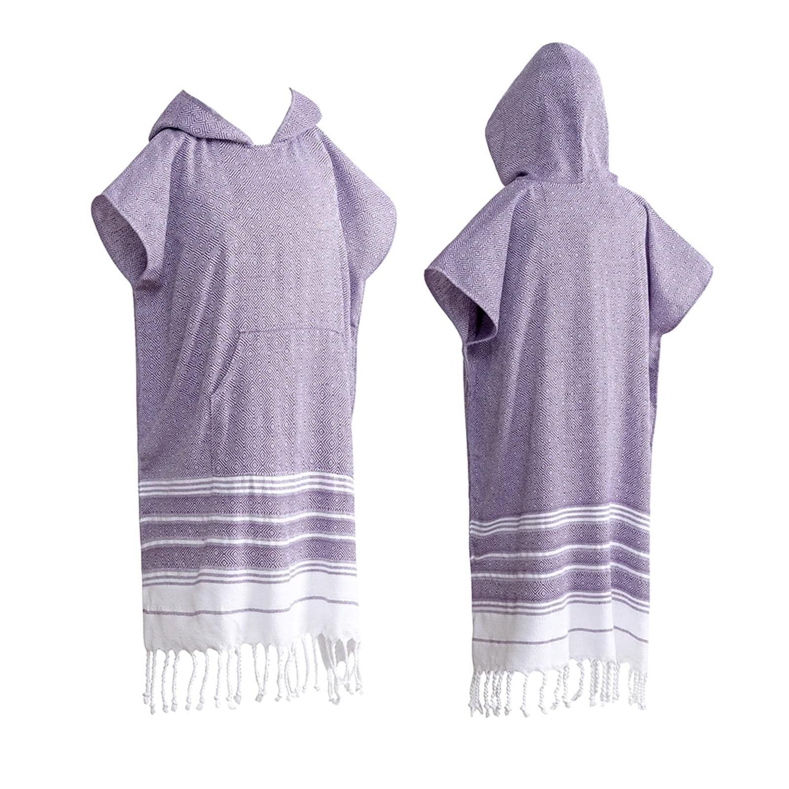 Antisabbia e ad asciugatura rapida, poncho da surf in cotone, accappatoio con cappuccio Poncho da Spiaggia(Purple,75x100cm)