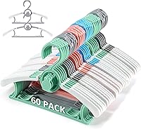 PIGLOG 60 Pack Extendable Stackable Kids Hangers - Adjustable 11-14 Inch Non-Slip Toddler Baby Clothes Hangers, Mixed Colors