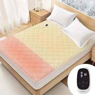 Heated Mattress Pad Quilted Multizone electric mattress pad Individual Body and Feet Bed Warmer 9 Heat Settings, 1-12 Hours Auto Off, Deep Pocket, Fast Heating, Machine Washable Full 54''x75''