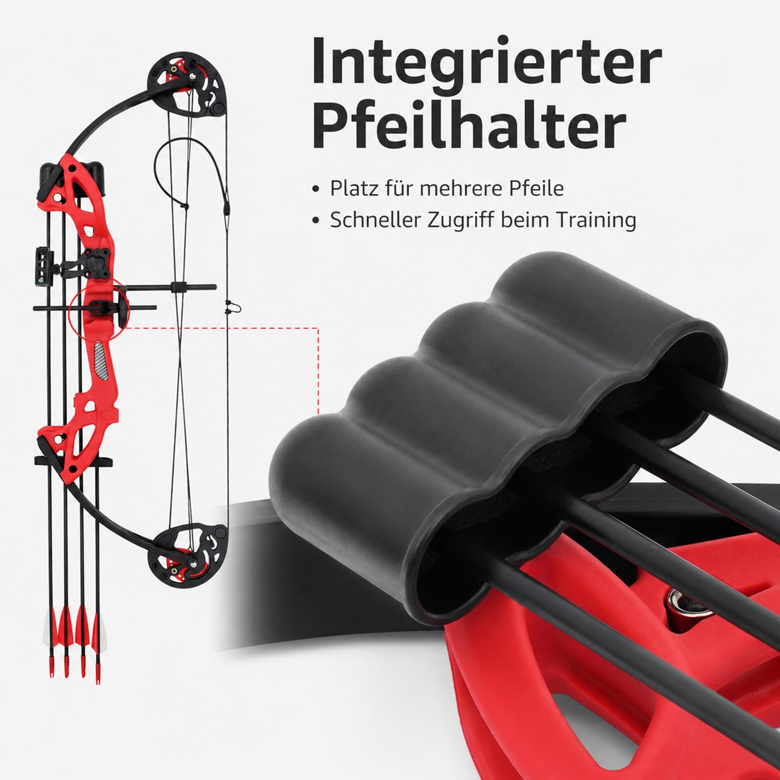Pfeil und Bogen Kinder Set mit Visier Armschutz Auflage | Einstellbar 16-29 Lbs Zuglänge (19,3-28,4 Zoll) für Jugendliche Und Einsteiger für Rechtshänder (Rot)