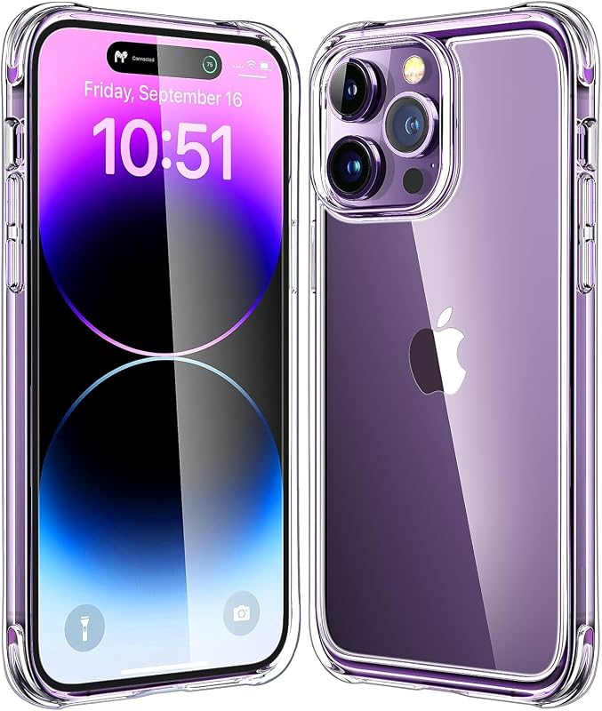 Mkeke for iPhone 14 Pro Case Clear [Not Yellowing] | [Military Grade Protection] Shockproof Phone Case for Apple iPhone 14 Pro 2022