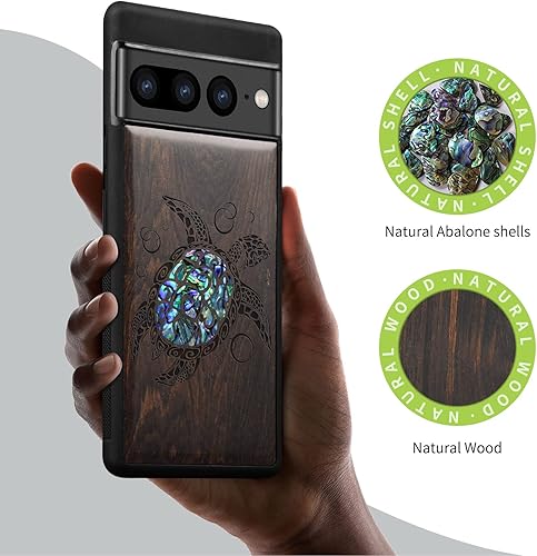 Miniatura 8 de Carveit Funda de madera de diseñador para Google Pixel 7 Pro grabado en madera e incrustaciones de carcasa Funda de madera única compatible con