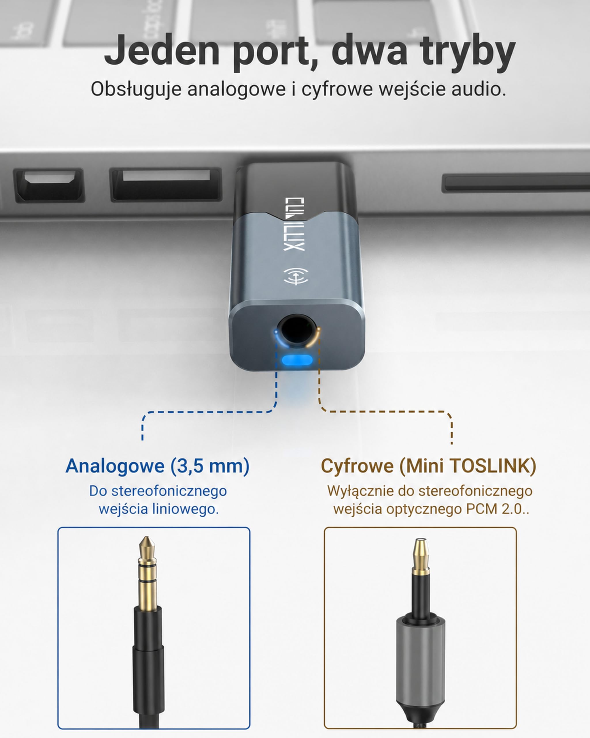 Cubilux odbiornik optyczny 3,5 mm do USB A