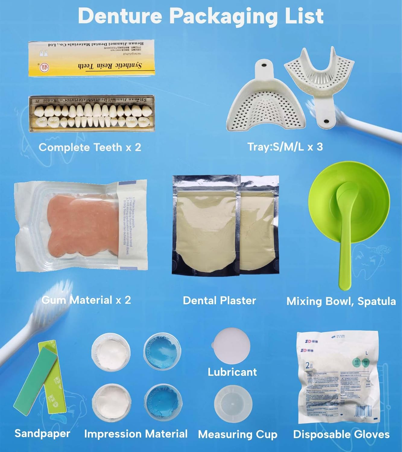 DIY DentureKit Oral Care Smile Kit at Home(2 Complete Sets of False Teeth), DIY Custom Smile Kits Partial DentureKits,Upper/Lower DentureKit, Fully/Partial Customizable 2 Sets DIY DentureKits