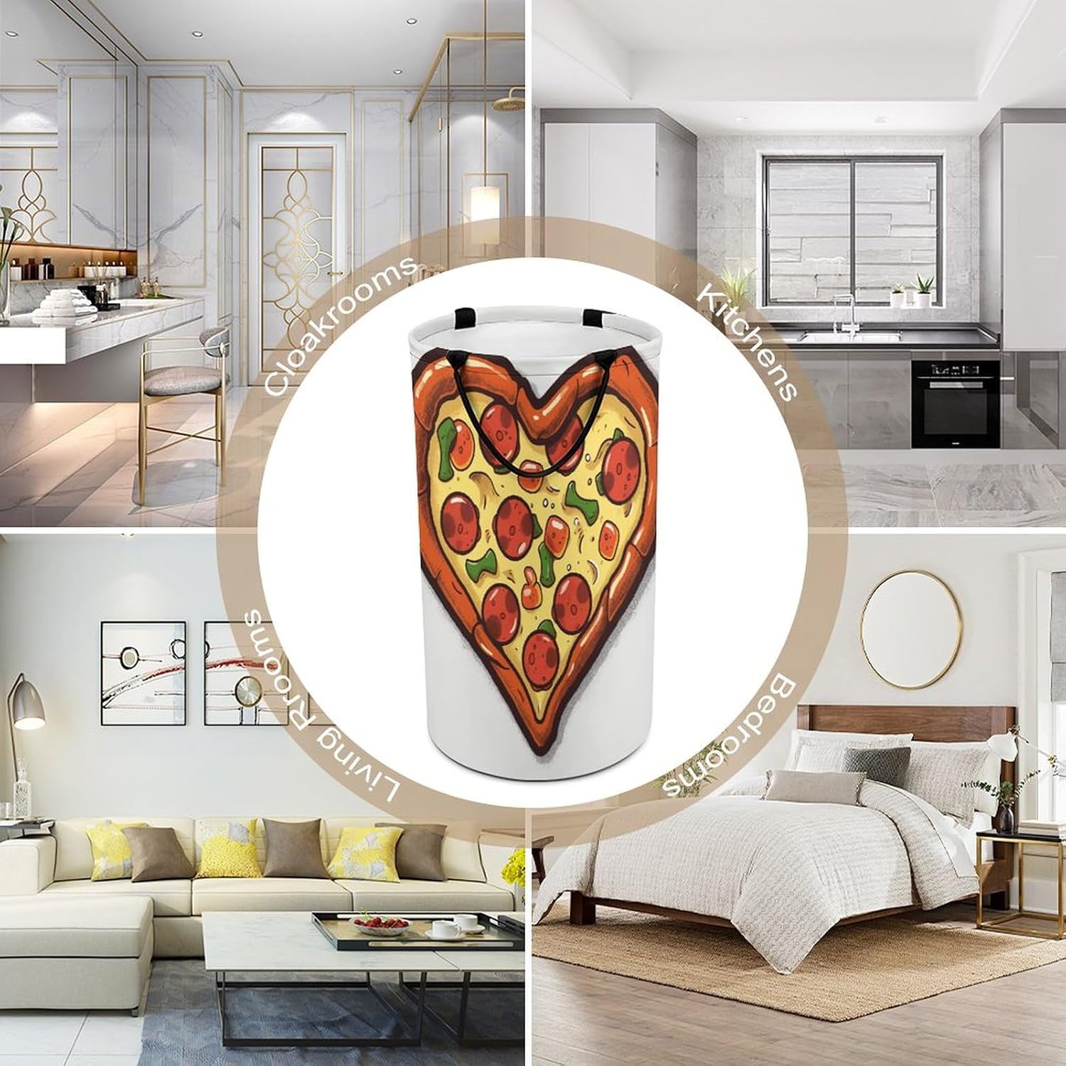 Dirty Clothes Basket, I Love Pizza Heart Printed Dirty Clothes Basket,household Storage Basket,multifunctional Dirty Clothes Basket