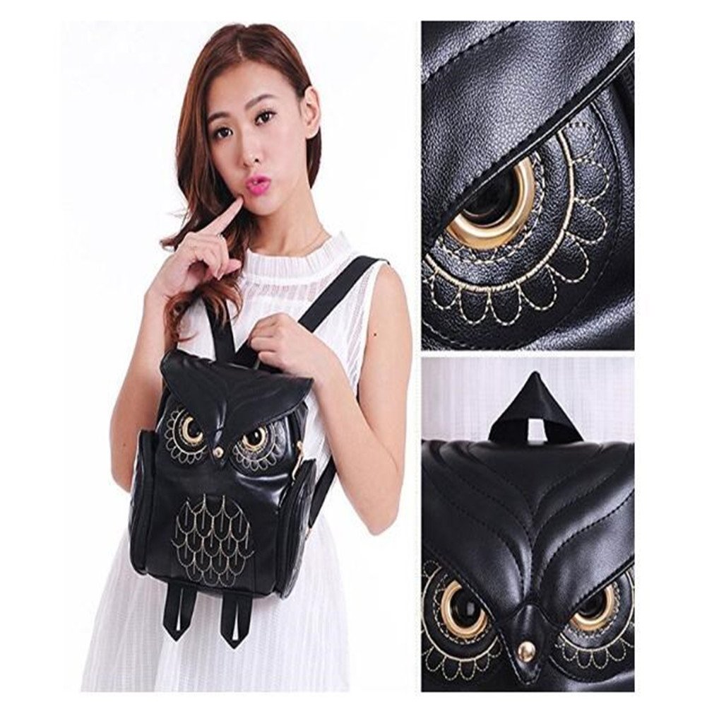 Bolso De Cuero De La PU De La Muchacha De La Mochila De La Forma del Búho De La Historieta De La Manera Mini