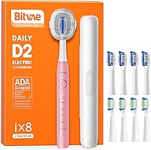Bitvae Ultrasonic Electric Toothbrush for Adults and Kids, ADA Accepted Travel Electric Toothbrush with Rechargeable 60-Day Battery Life, 8 Toothbrush Heads, 5 Modes, Toothbrush Holder, Quartz Pink