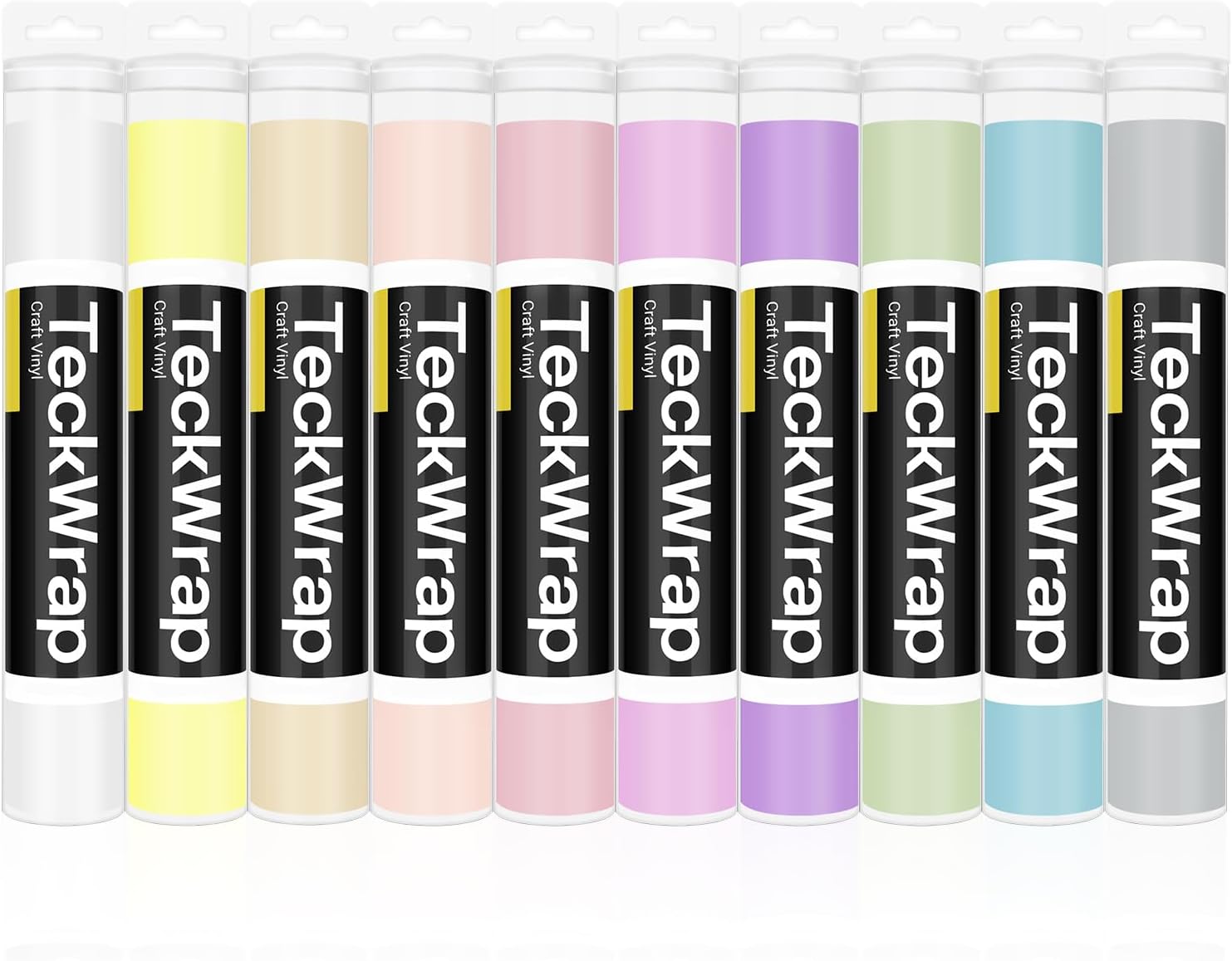 TECKWRAP 001 Matte Pastel Permanent Vinyl, 12" x 3ft, 10 Boho Vinyl Adhesive Indoor & Outdoor Decal for Cricut, Silhouette, Cameo Cutters, Signs, Scrap-Booking, Craft Cutters
