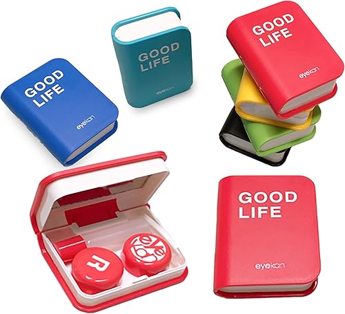 Kit de estuche para lentes de contacto, lindo libro de color Fox Estuche para lentes de contacto con herramienta extractora, kit de almacenamiento