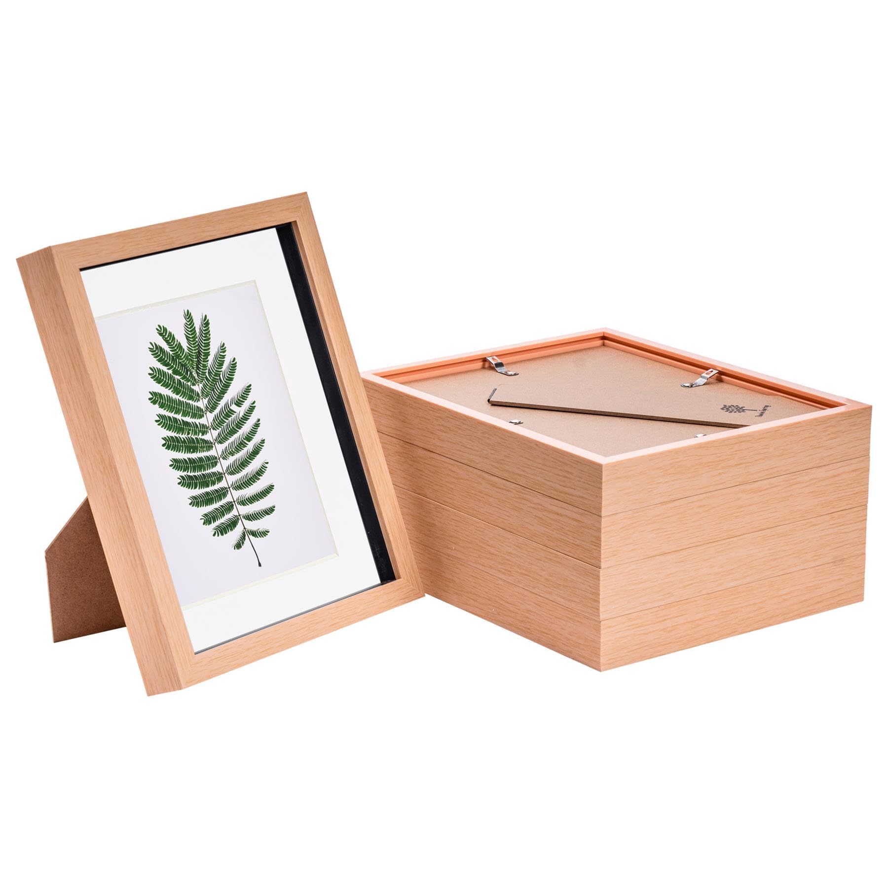 Nicola Spring Unisex Light Brown 3D Box Photo Frames - 8 X 10" With 5 X 7" Mount - Grey Mount - Pack Of 5 In