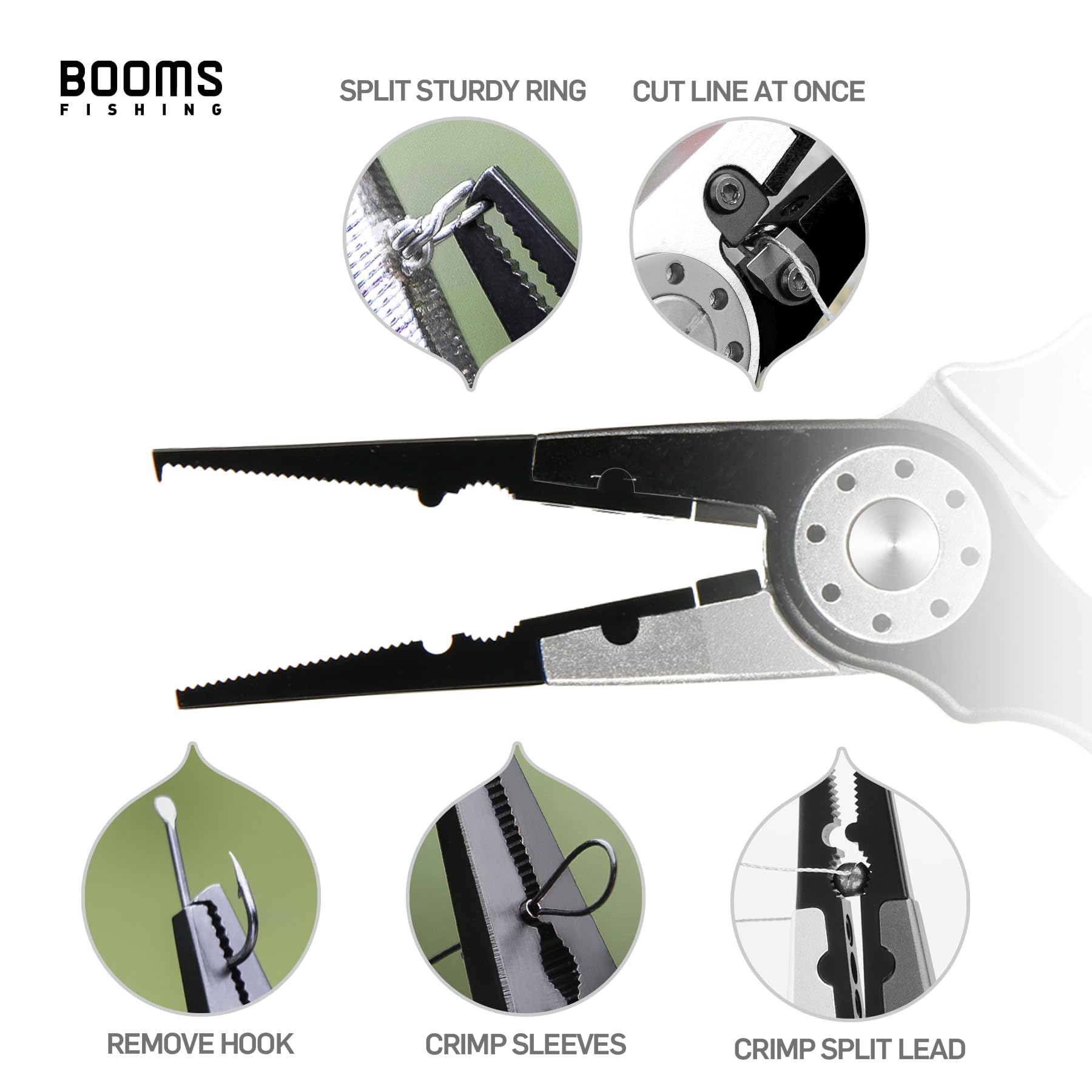 Booms Fishing X1 Pinze da Pesca in Alluminio per Acqua salata, Kit di Attrezzatura da Pesca per Surf, attrezzo Multiuso per la rimozione dell'amo, Taglio della Lenza Intrecciata e Anello Diviso, con