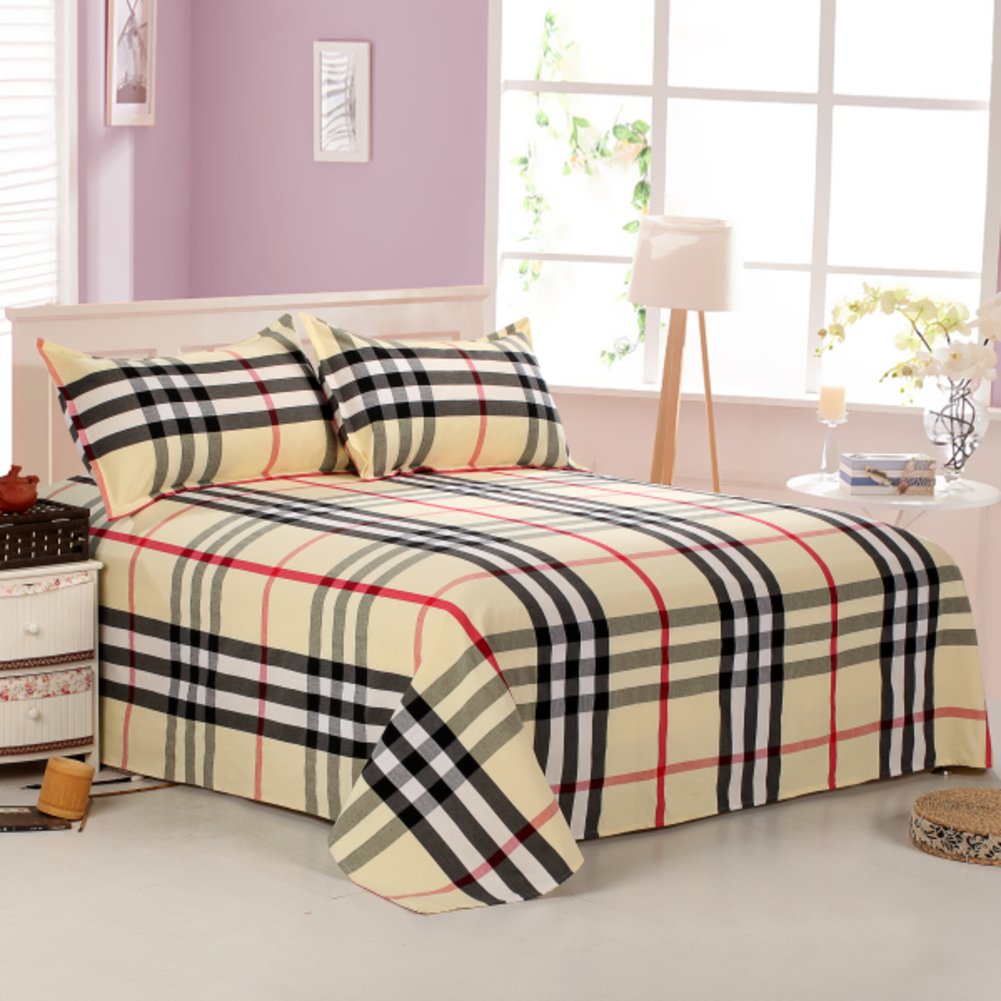 Drap plat en coton tissé serré plaid pour des nuits douillettes