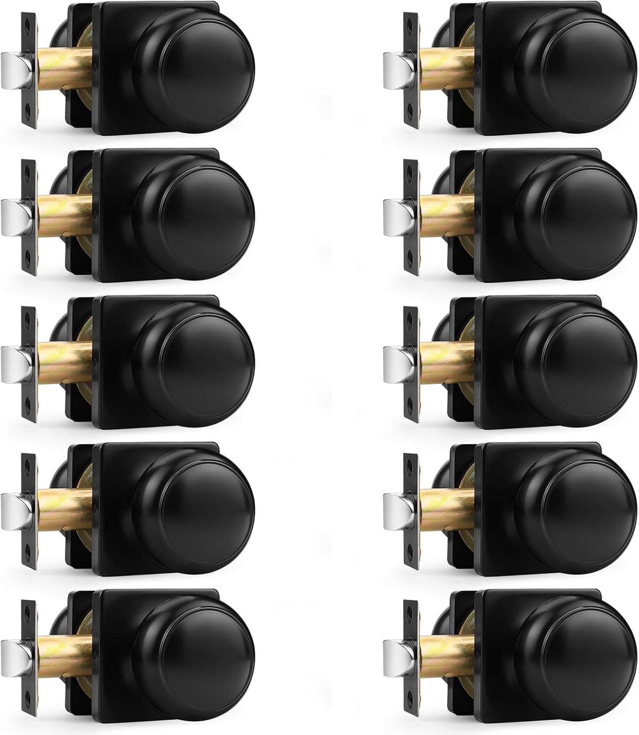 Probrico Square Doorknobs Passage Door Knobs Handles, Closet Door Knob, Brushed Nickel Interior Door Knob for Hallway Storeroom, Stainless Steel, 5 Pack