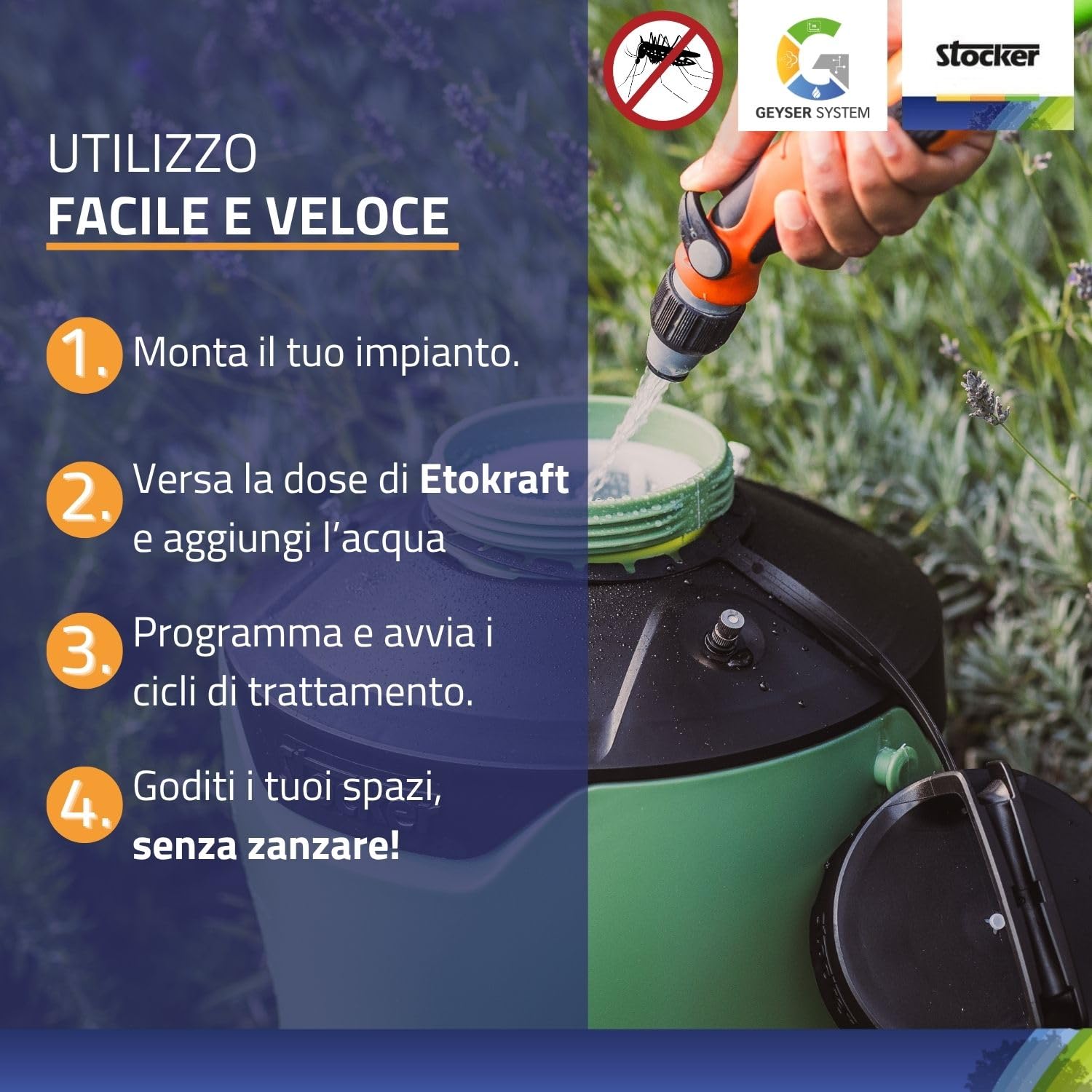 STOCKER – Linea Etokraft Pyrecip Blu Micro E Zanzaricida 5 L PMC – Trattamento Antizanzare per Esterni, Nebulizzatore, Giardino e Aree Verdi