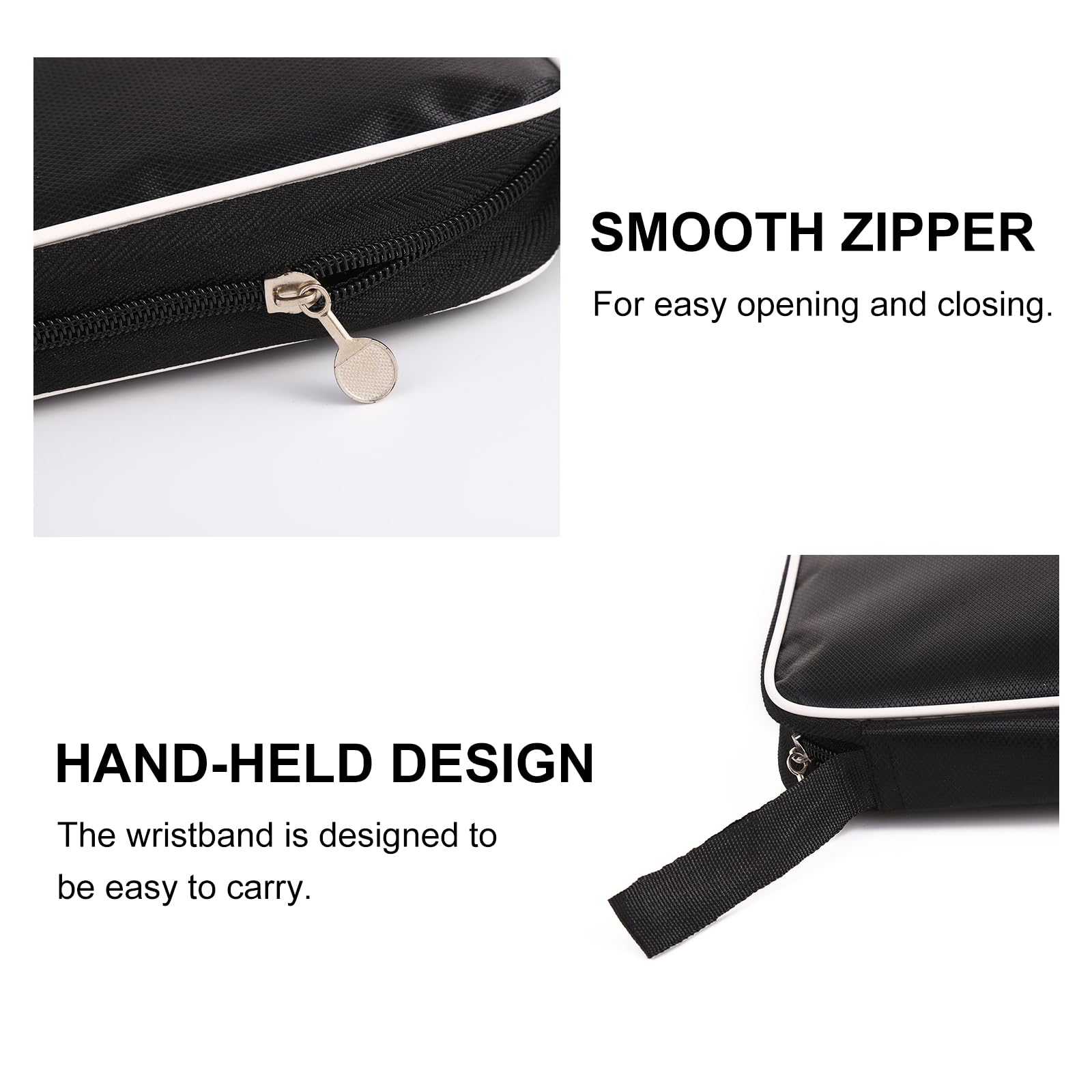 Bolsa de Tenis de Mesa para 2 Raquetas, Impermeable, Compartimiento para 3 Pelotas, 29 x 19 x 6 cm