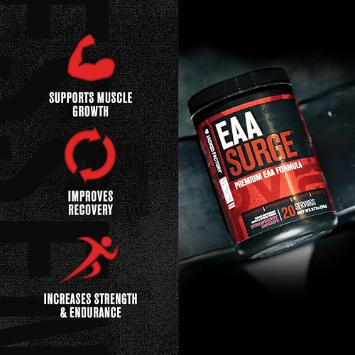 Miniatura 7 de Jacked Factory Nitrosurge - Paquete de aminoácidos esenciales de sobretensión EAA para mayor concentración, fuerza, energía, potentes bombas y