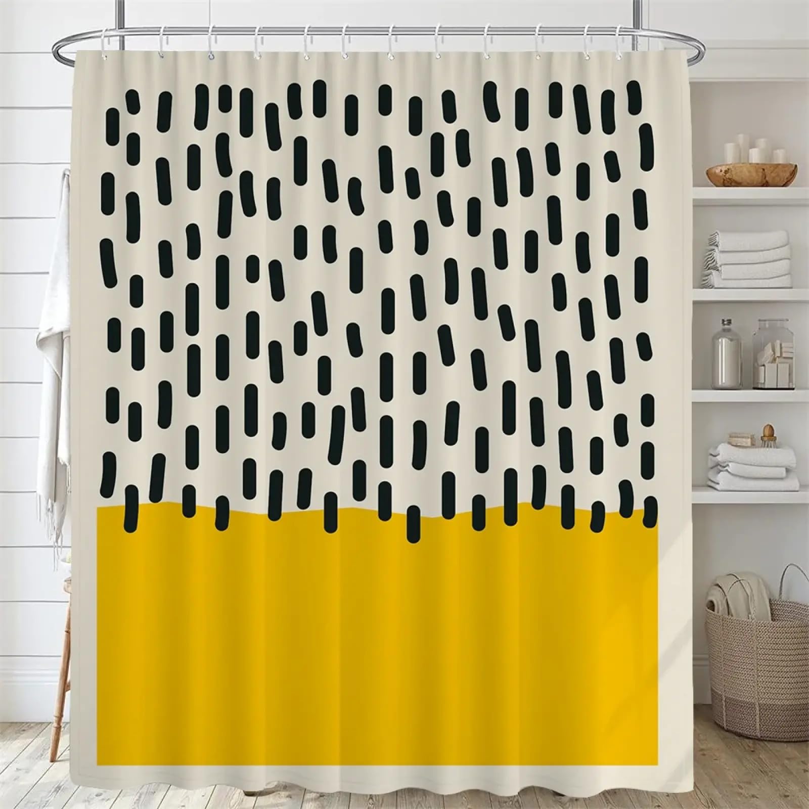 Rideau de douche nordique en polyester abstrait 92x183cm pour petite salle de bain moderne