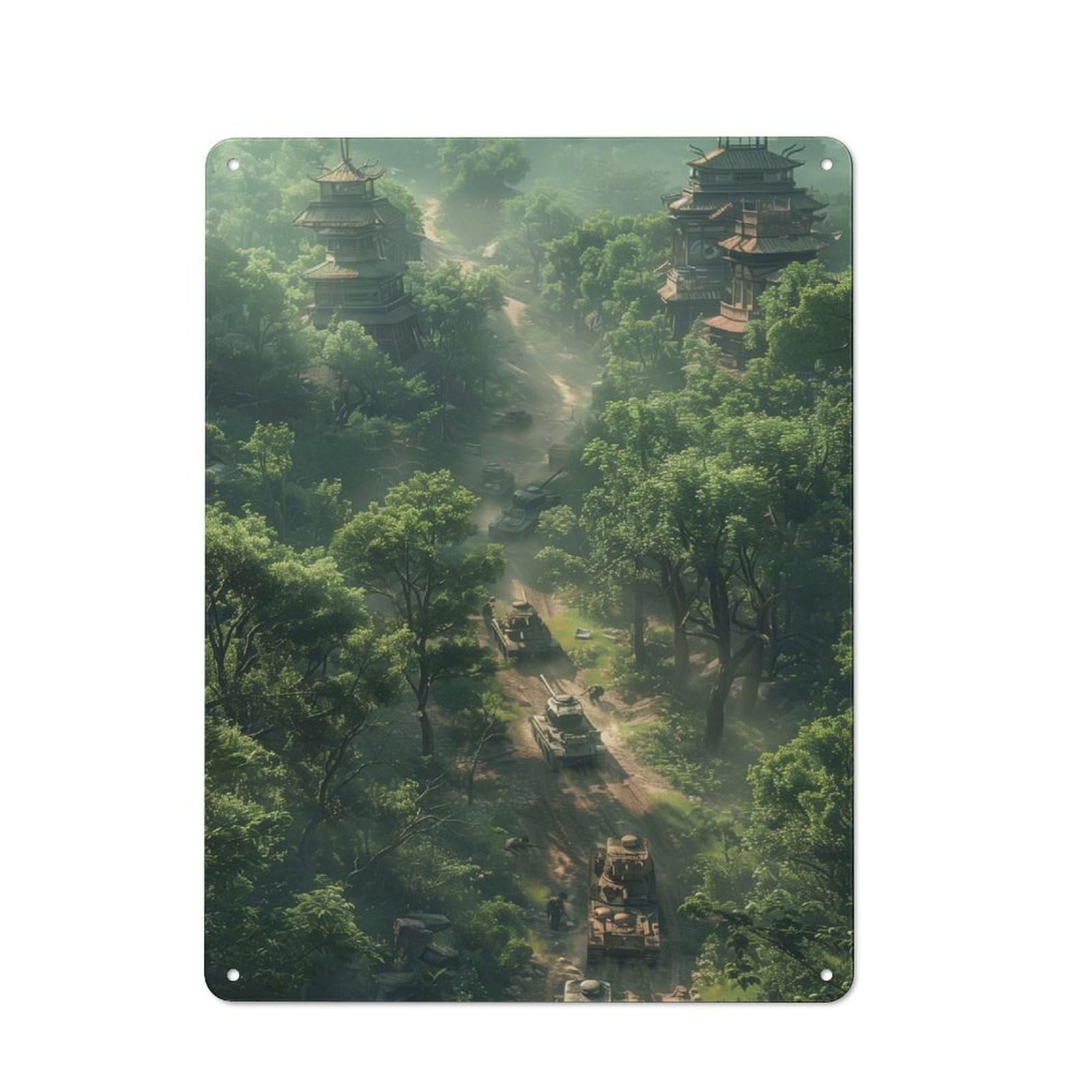 Junmoney Tanks Is In Forest Bistro Style Decorative Metal Plaque 40X30cm, Bistro Wall Plaque For Tea Room, Shop Wall Or Breakfast Area