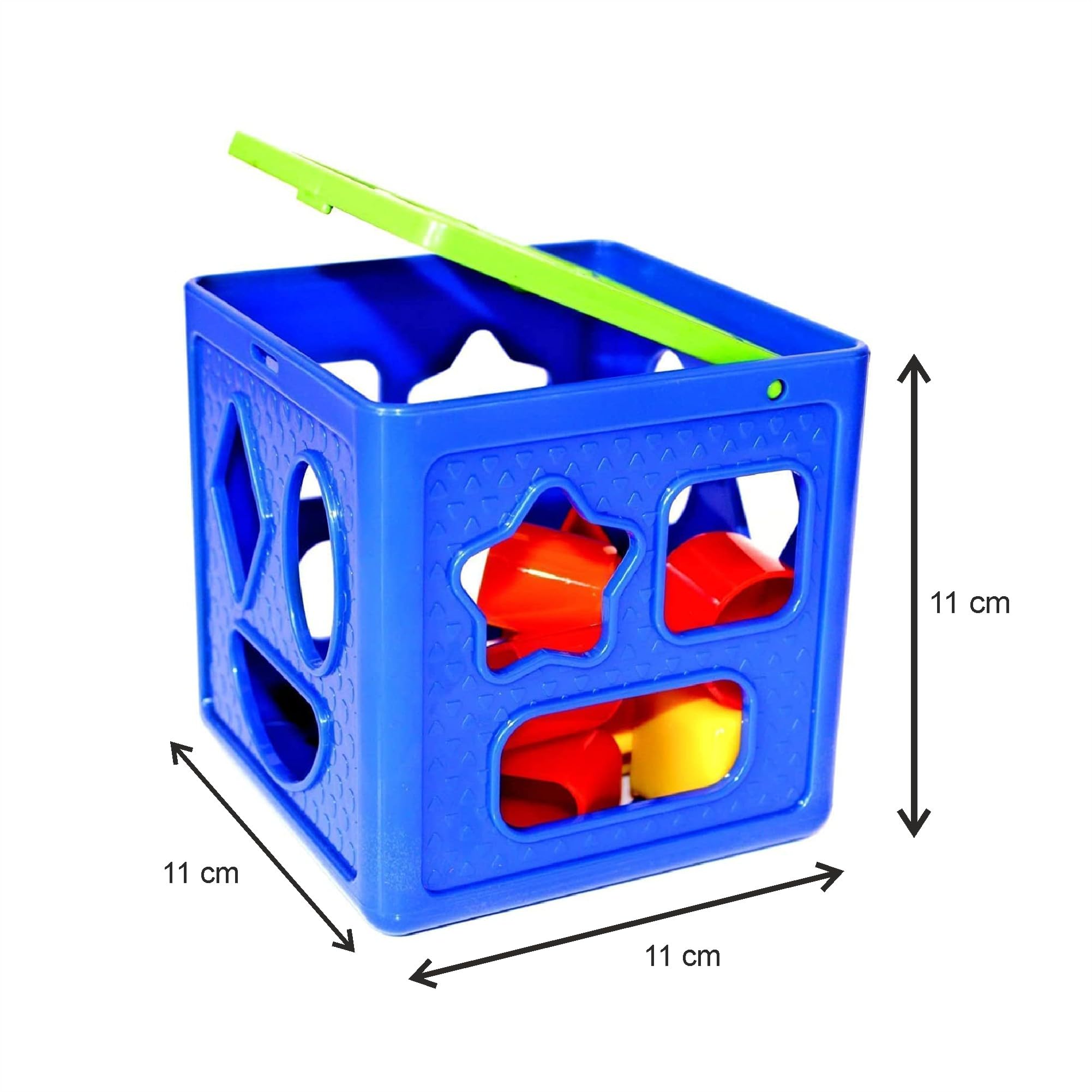 RAINBOW RIDERS Buy 1 Get 1 Combo (Plastic Shape Sorter Cube Block 9 Pcs Toy + Magic Spin Plastic Blocks Puzzle Games Toys) Multicolor Baby Activity Toys for Boys Girls 3,4,5,6+ Years 1