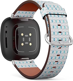 CJBROES Replacement Leather Watch Band, Compatible with Fitbit Versa 3 and Fitbit Sense of Wristband Bracelet Accessory - Sketch-Blue