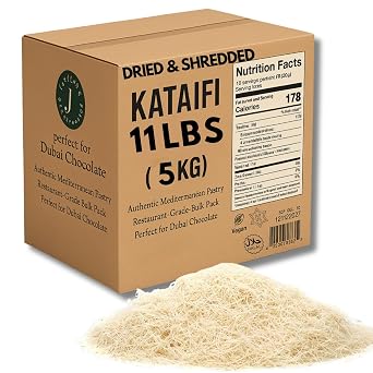 Jatisse Dried Kataifi 5kg 11 lb Premium Shredded Fillo Dough for Kunafa, Knafeh, Dubai Chocolate Bars, Middle Eastern Pastries, Bulk Kadayif for Catering & Restaurants 11 lbs 5kg