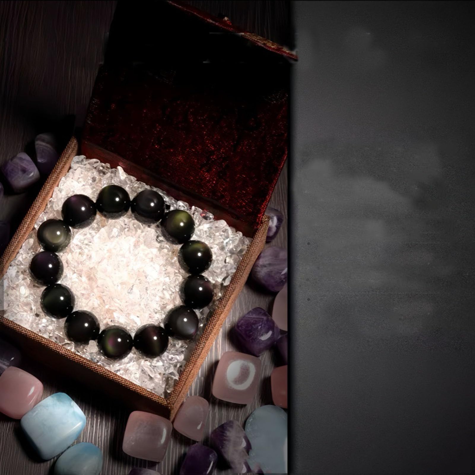 Pulsera elástica de obsidiana Colorida para Mujeres y Hombres, Cuentas de Cristal volcánico con Brillo de Plata y Oro arcoíris Natural, joyería de Piedra elástica Ajustable,6a,10MM