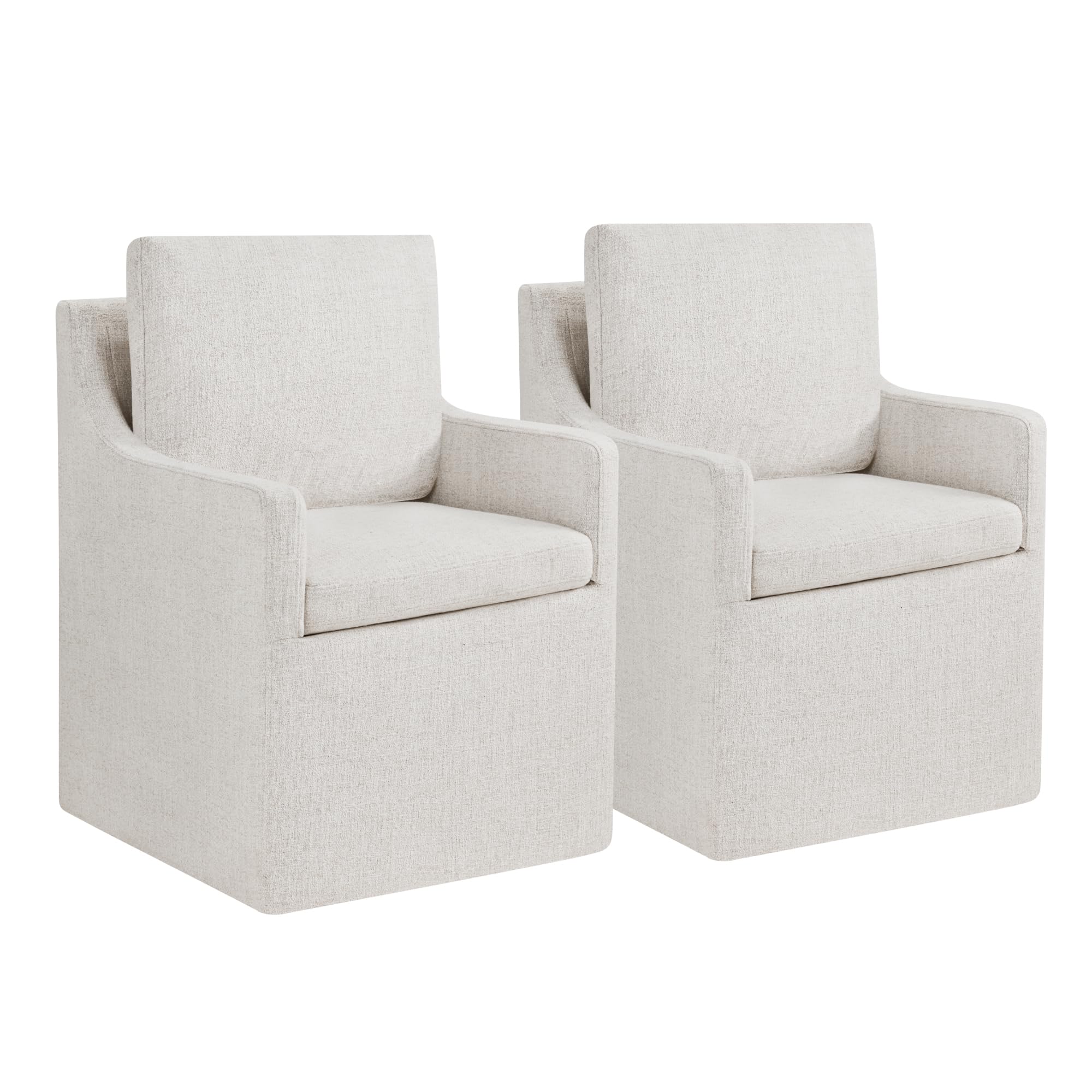 View 1 of **ONLY 1** KISLOT Upholstered Dining Arm Chair with Casters