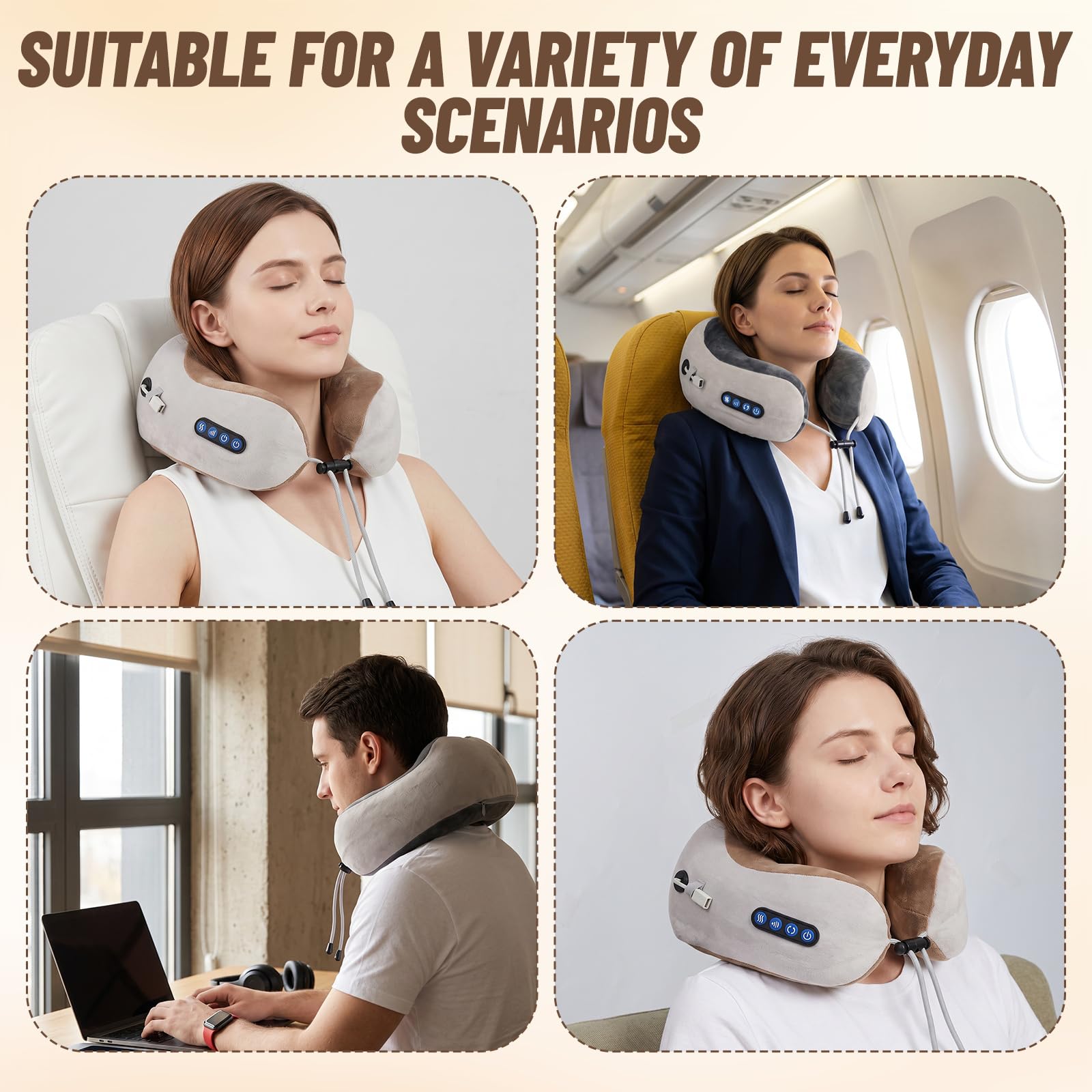 Masajeador de cuello, masajeador eléctrico de cuello con 3 niveles de fuerza y 3 modos, almohada de masaje recargable