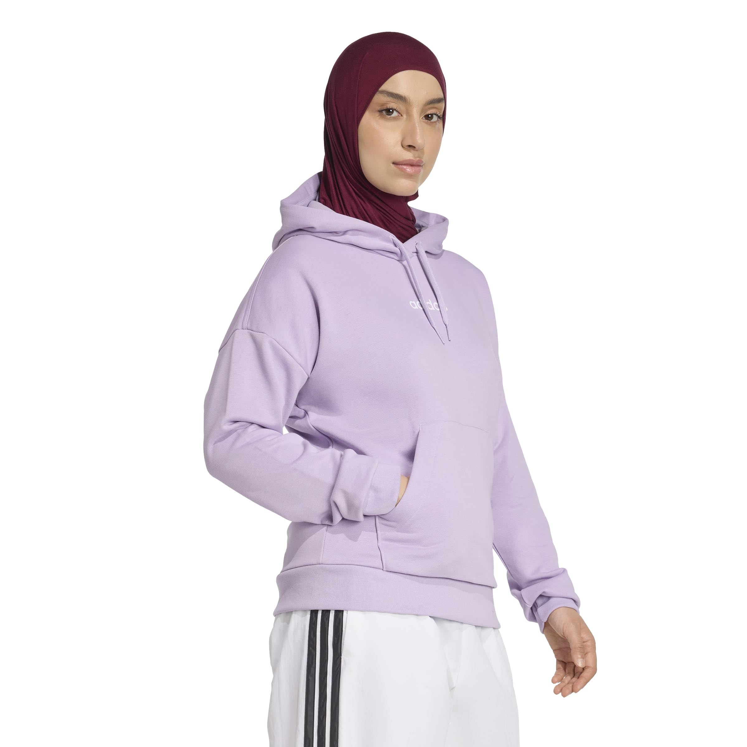 adidas Kobiety ESSENTIALS LINEAR FRENCH TERRY HOODIE, powder plum/white, S