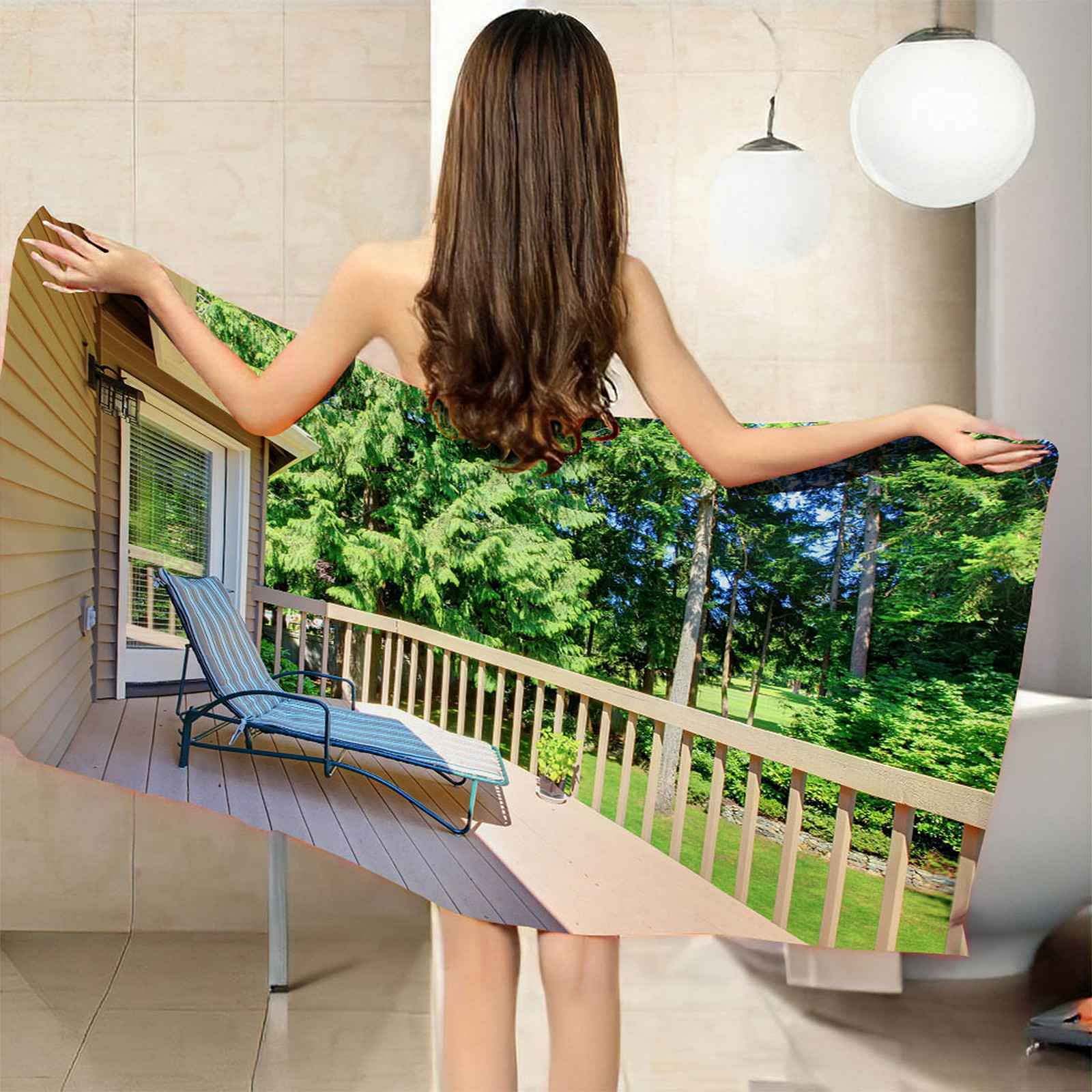 LGCKBeach Towels For Adults Kids Teens Home Travel Soft Portable Microfibre Lightweight 3D Printvilla Green Woods Beach Towel Bath Towels Swim Towels Quick Dry Beach Blanket 70x140cm