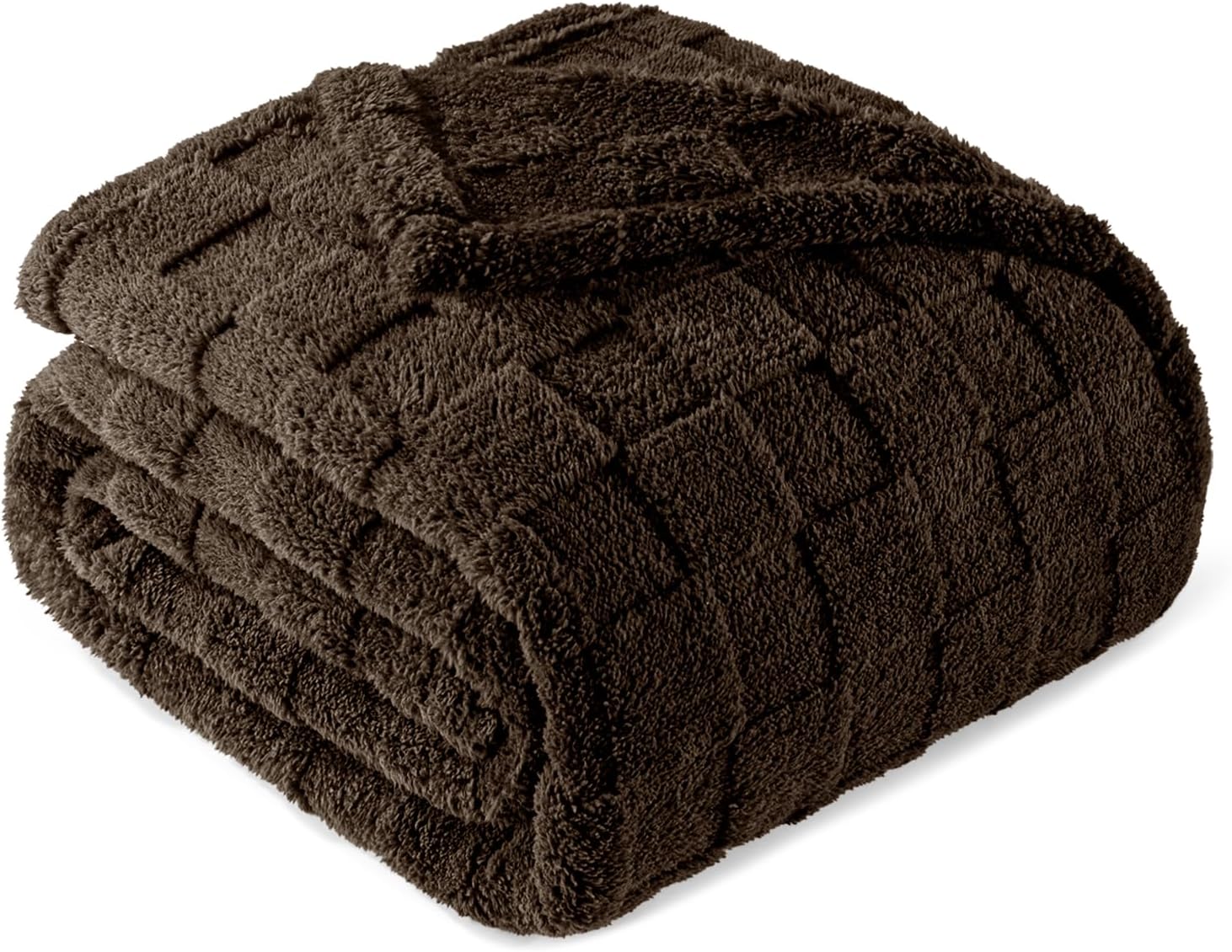 Exclusivo Mezcla Plaid Couverture Polaire à Motif Carreaux, Plaid jeté de Canape Super Doux et Chaud, Léger pour Toutes Les Saisons, 220x240 CM, Marron