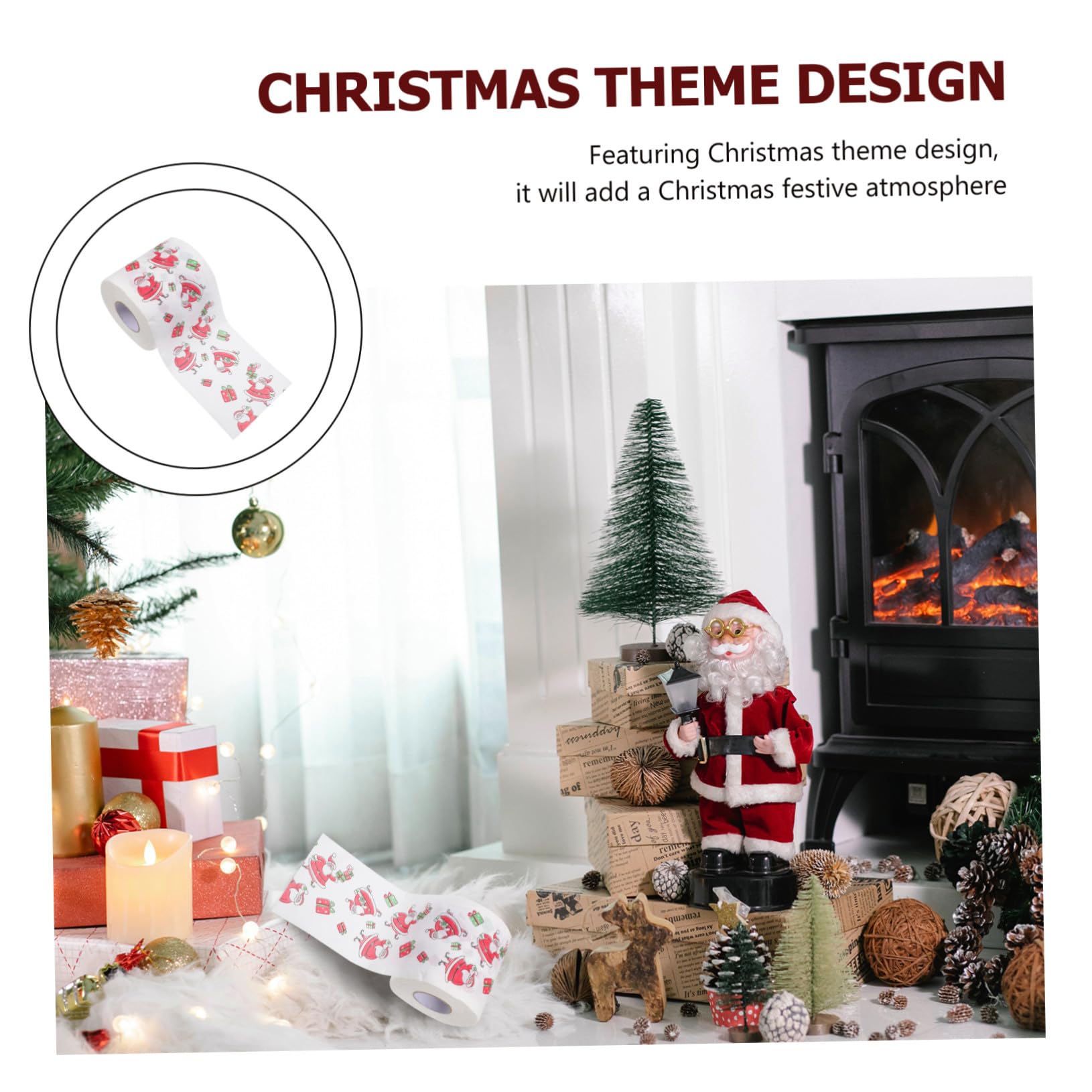 4 Rollen Weihnachts Toilettenpapier mit Kreativen Doppellagigen Druckmotiven Weiches Klopapier mit Festlichem Xmas Design als für Festliche Tischdekoration