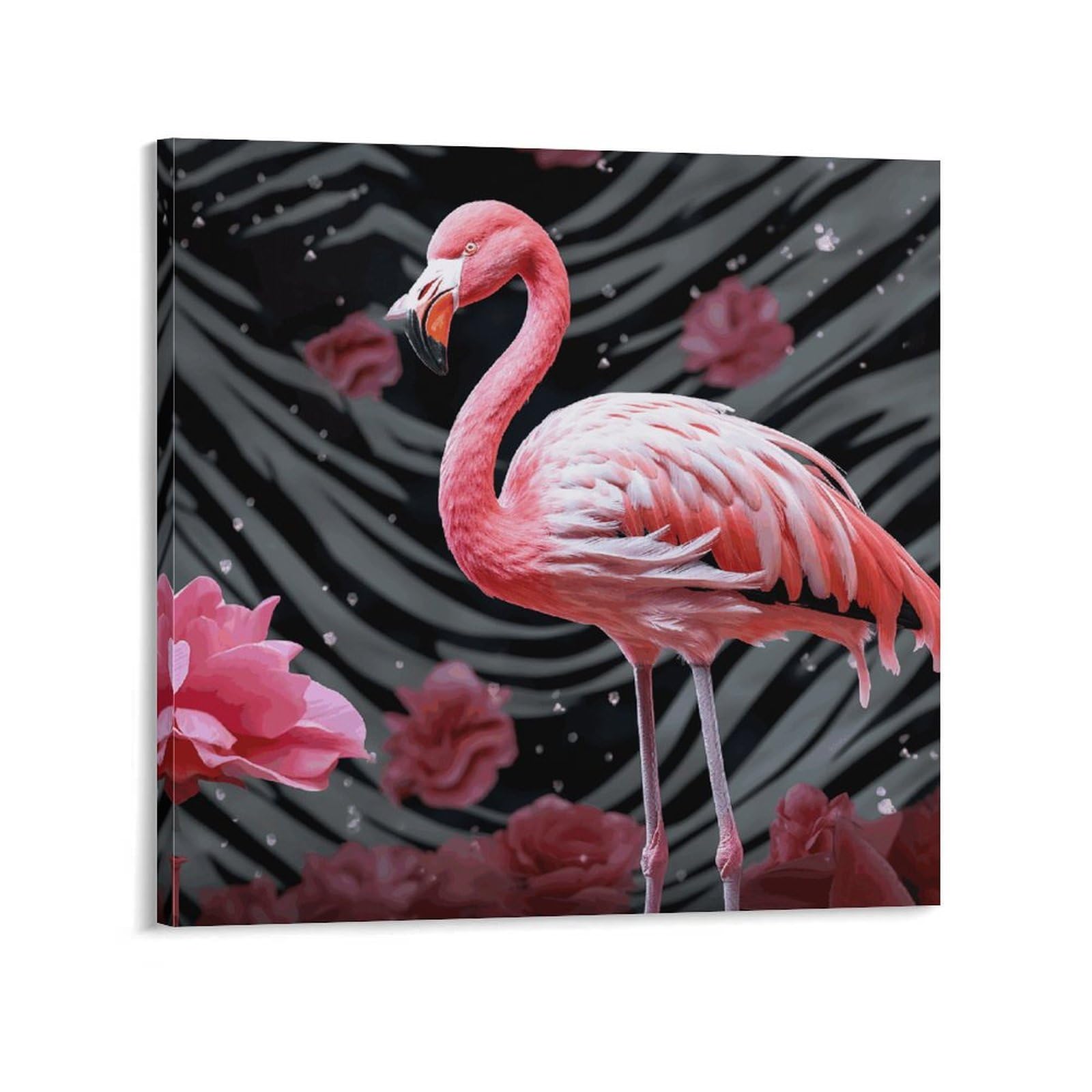 Pink Flamingo Canvas Wall Art for Bedroom 16x16inch(40x40cm) Canvas Prints Artwork for Walls Modern Picture Artwork Painting for Living Room Aesthetic Wall Paintings for Bathroom Kitchen Office Decor