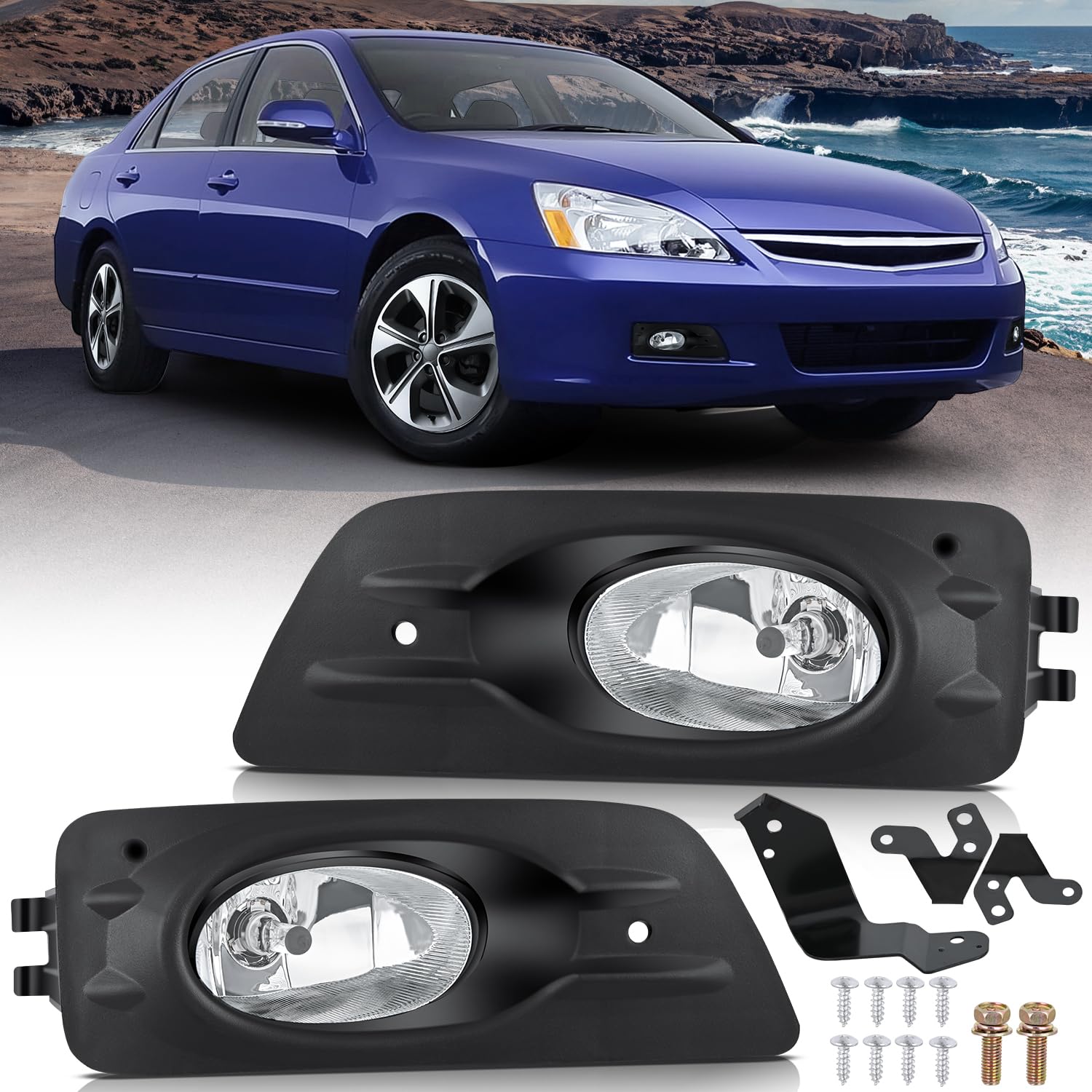 View 1 of *LIGHTS NOT INCLUDED* Nilight Fog Lights Assembly for 2006 2007 Honda Accord Sedan 4 Door