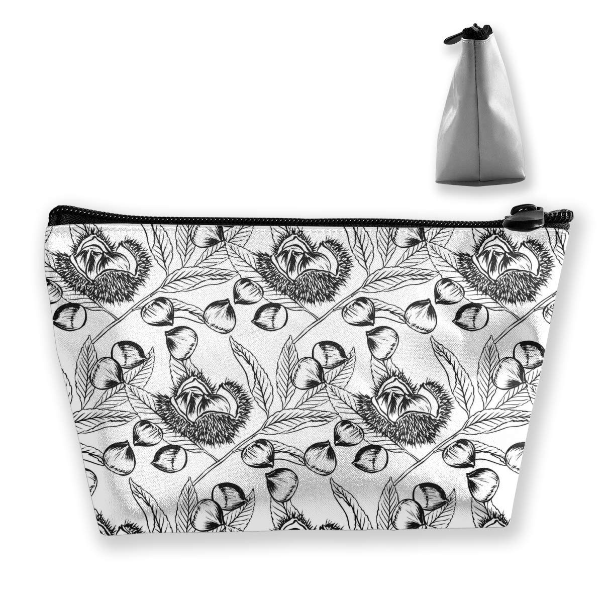 Buckeye Leaves and NutsSeamless Womens Travel Cosmetic Bag Portable Toiletry Brush Storage Print Pen Pencil Bags Accessories Sewing Kit Pouch Makeup Carry Case