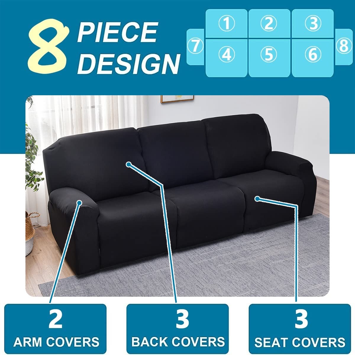 Housse de Fauteuil Relax 1 Place Housse de Fauteuil Extensible 4-Pièce Couverture de Fauteuil Inclinable Relax avec Tasche Latérale Universel Lavable Housse de Fauteuil de Massage,Bleu Marine Housse de Fauteuil Relax 1 Place Housse de Fauteuil Extensible 4-Pièce Couverture de Fauteuil Inclinable Relax avec Tasche Latérale Universel Lavable Housse de Fauteuil de Massage,Bleu Marine