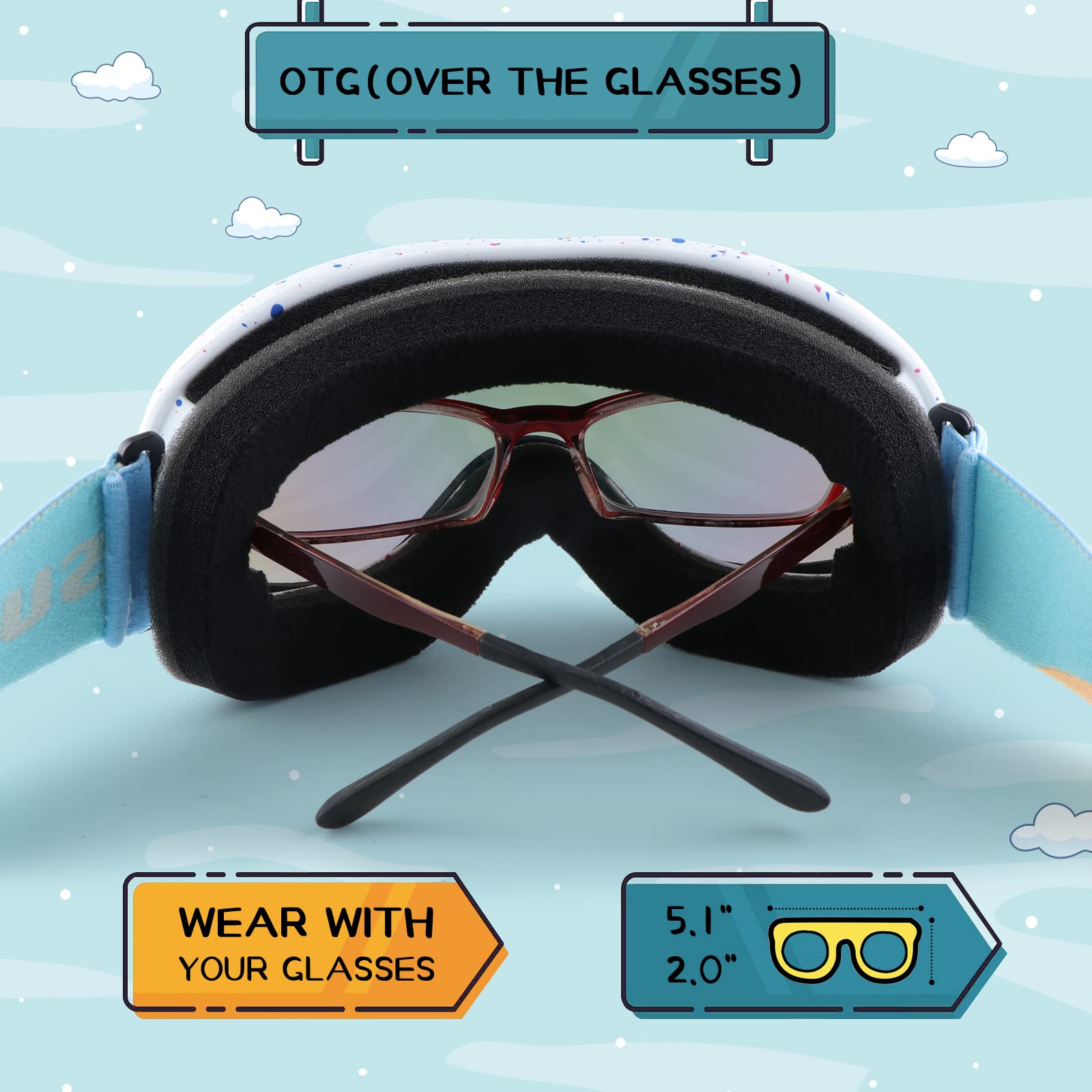 Supertrip Masque de Ski Enfant, Lunette de Ski 5 à 15 ans Anti-Buée/Poussière UV400, Masqué Ski Enfant pour le snowboard, l'alpinisme, la motoneige